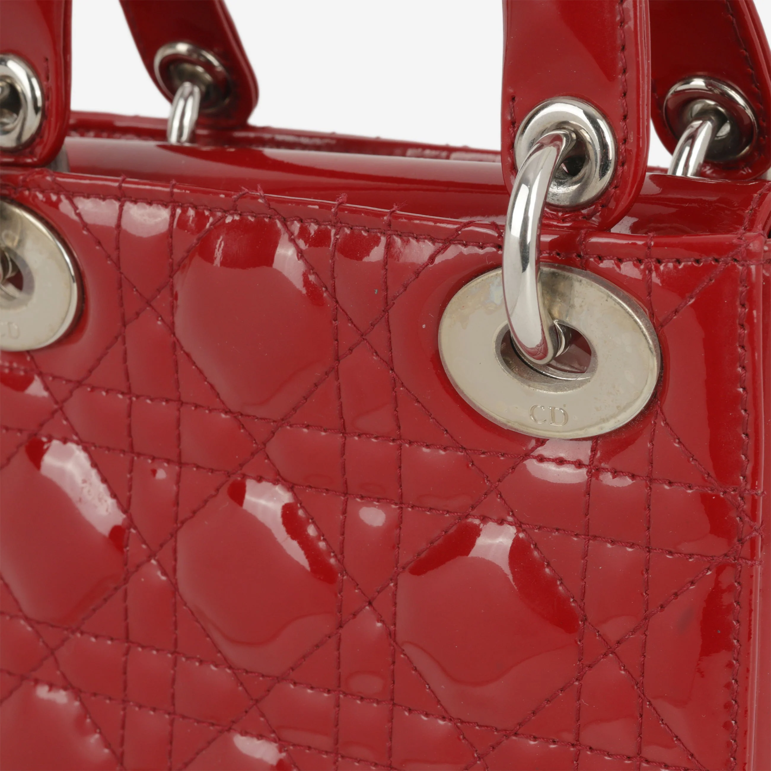 Dior Mini Lady Dior - Cherry Red Patent | Silver Hardware - Image 5