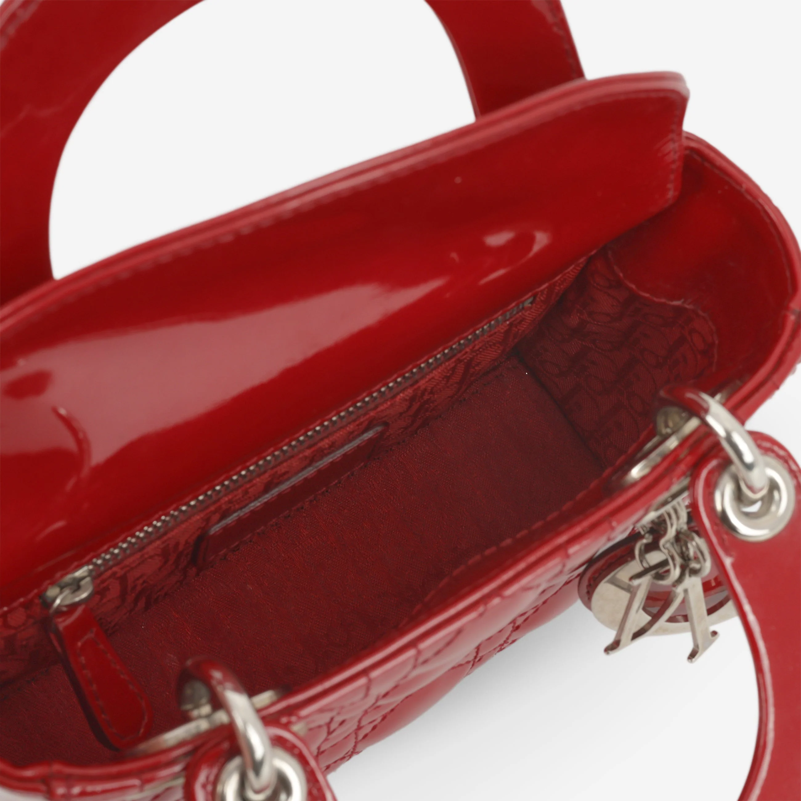 Dior Mini Lady Dior - Cherry Red Patent | Silver Hardware - Image 6