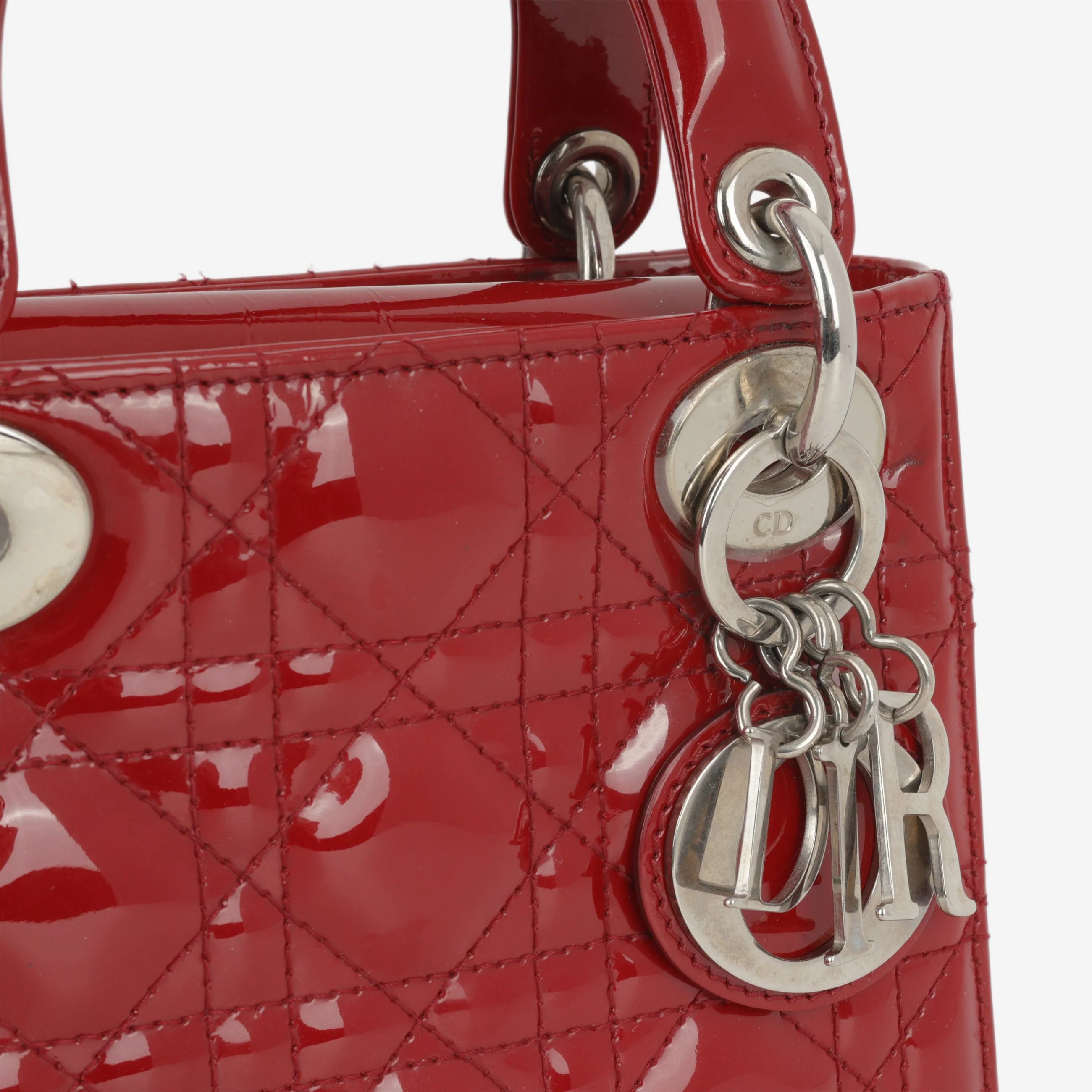 Dior Mini Lady Dior - Cherry Red Patent | Silver Hardware - Image 7