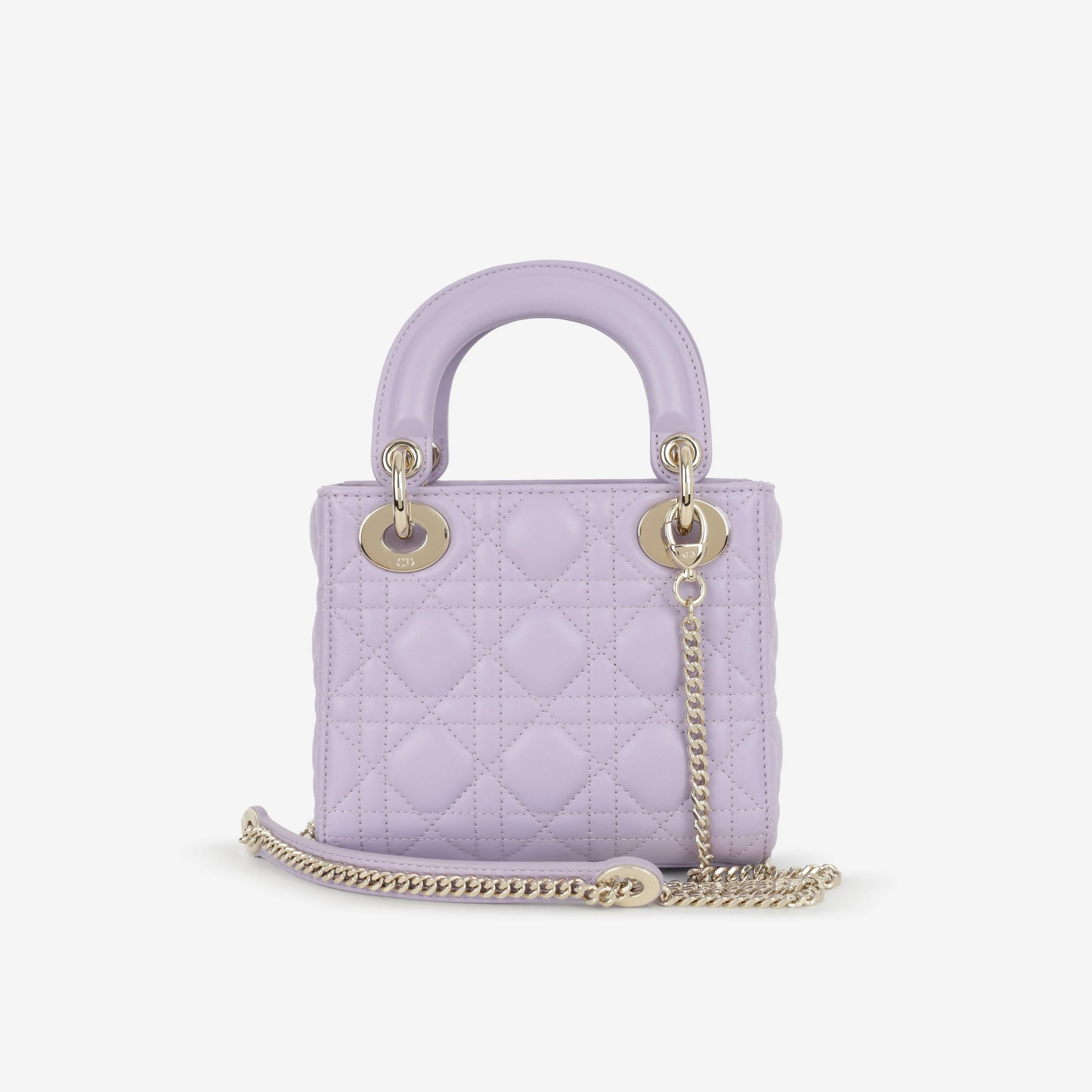 Dior Mini Lady Dior - Lilac Lambskin | Champagne Gold Hardware - Image 3