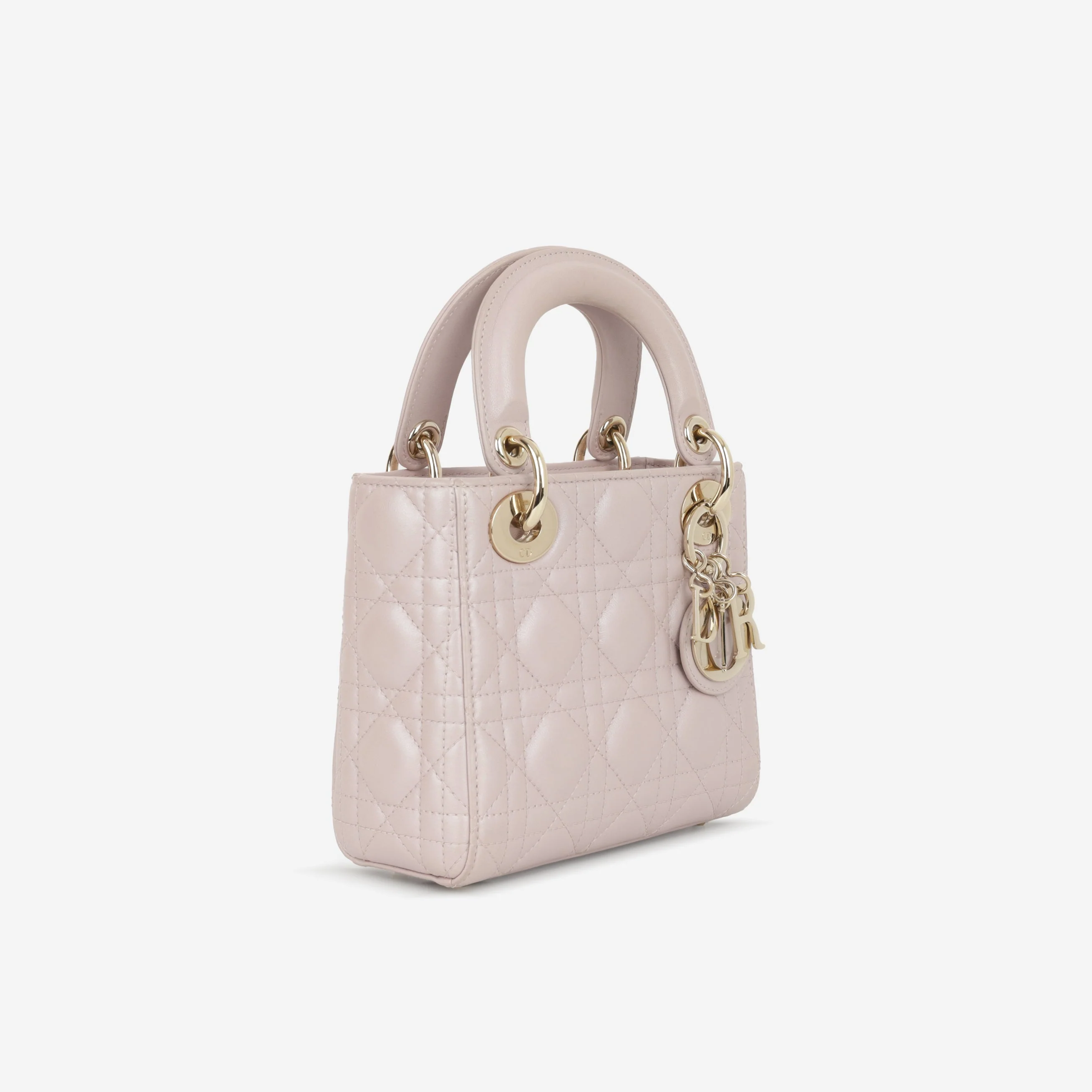 Dior Mini Lady Dior - Pearlescent Pink Lambskin | Champagne Gold Hardware - Image 2