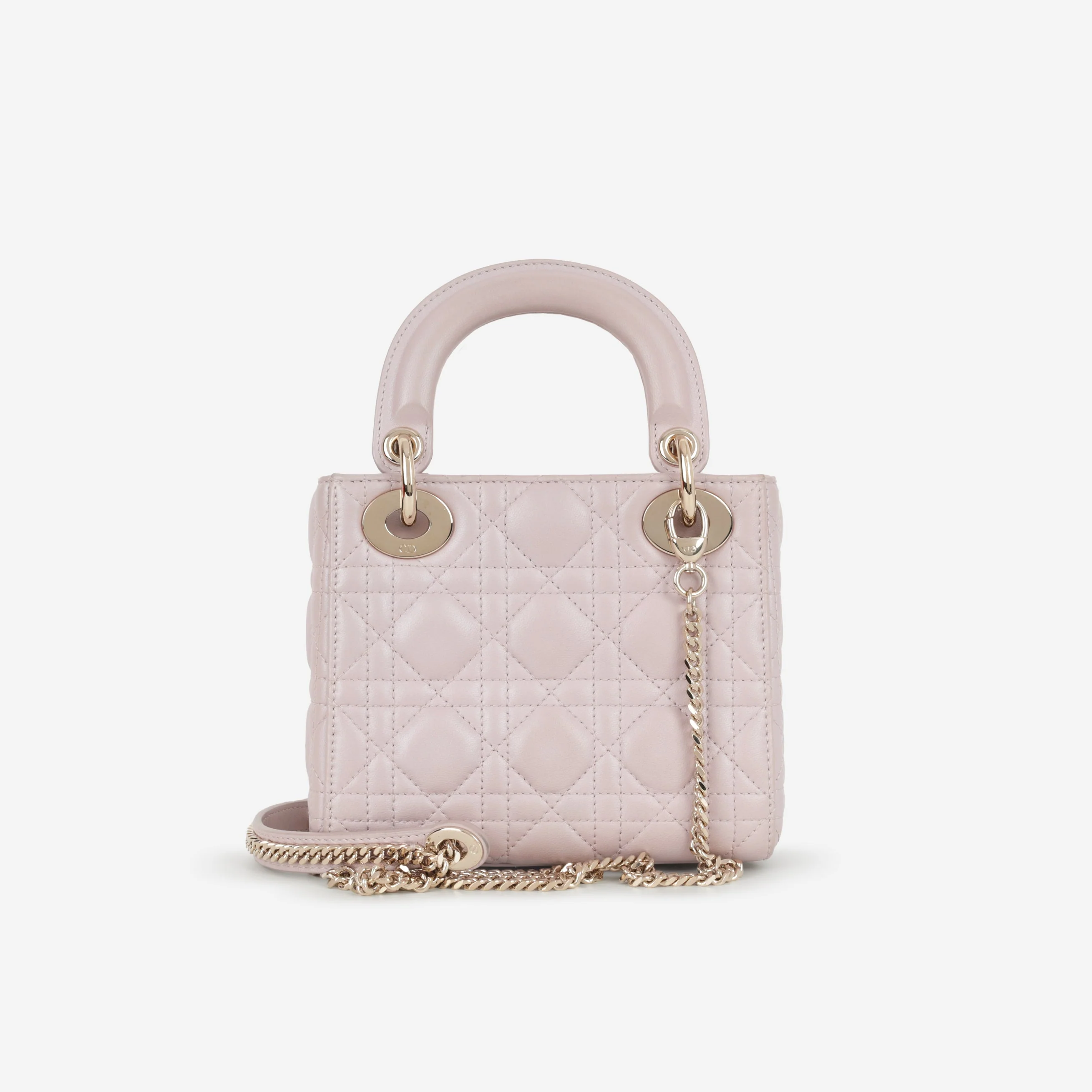 Dior Mini Lady Dior - Pearlescent Pink Lambskin | Champagne Gold Hardware - Image 3