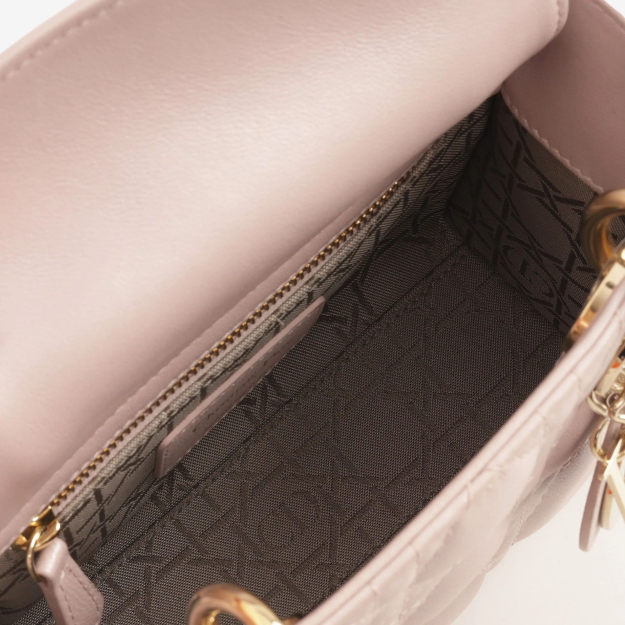 Dior Mini Lady Dior - Pearlescent Pink Lambskin | Champagne Gold Hardware - Image 5