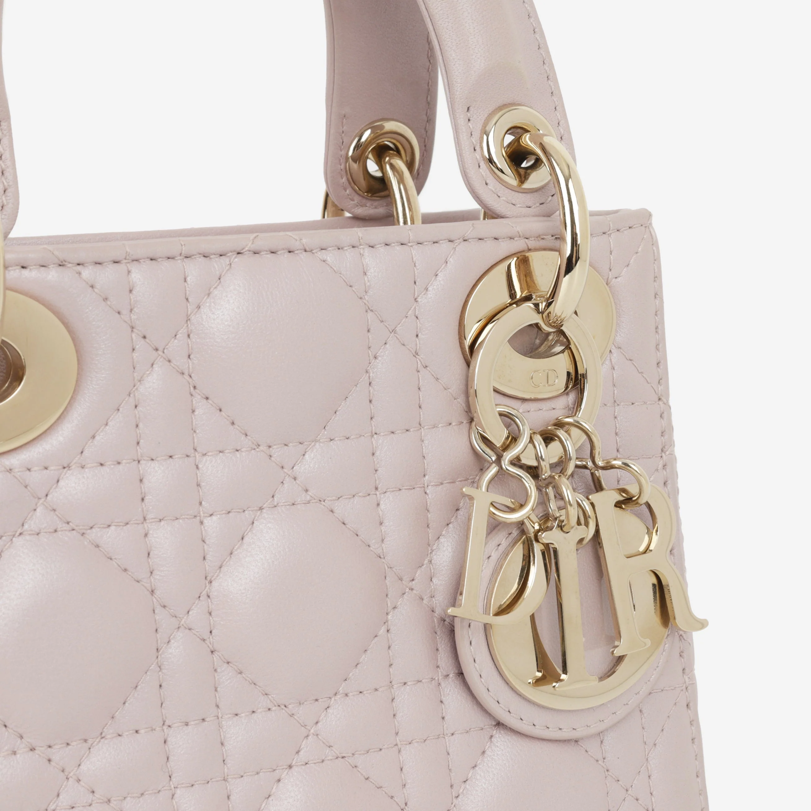 Dior Mini Lady Dior - Pearlescent Pink Lambskin | Champagne Gold Hardware - Image 6