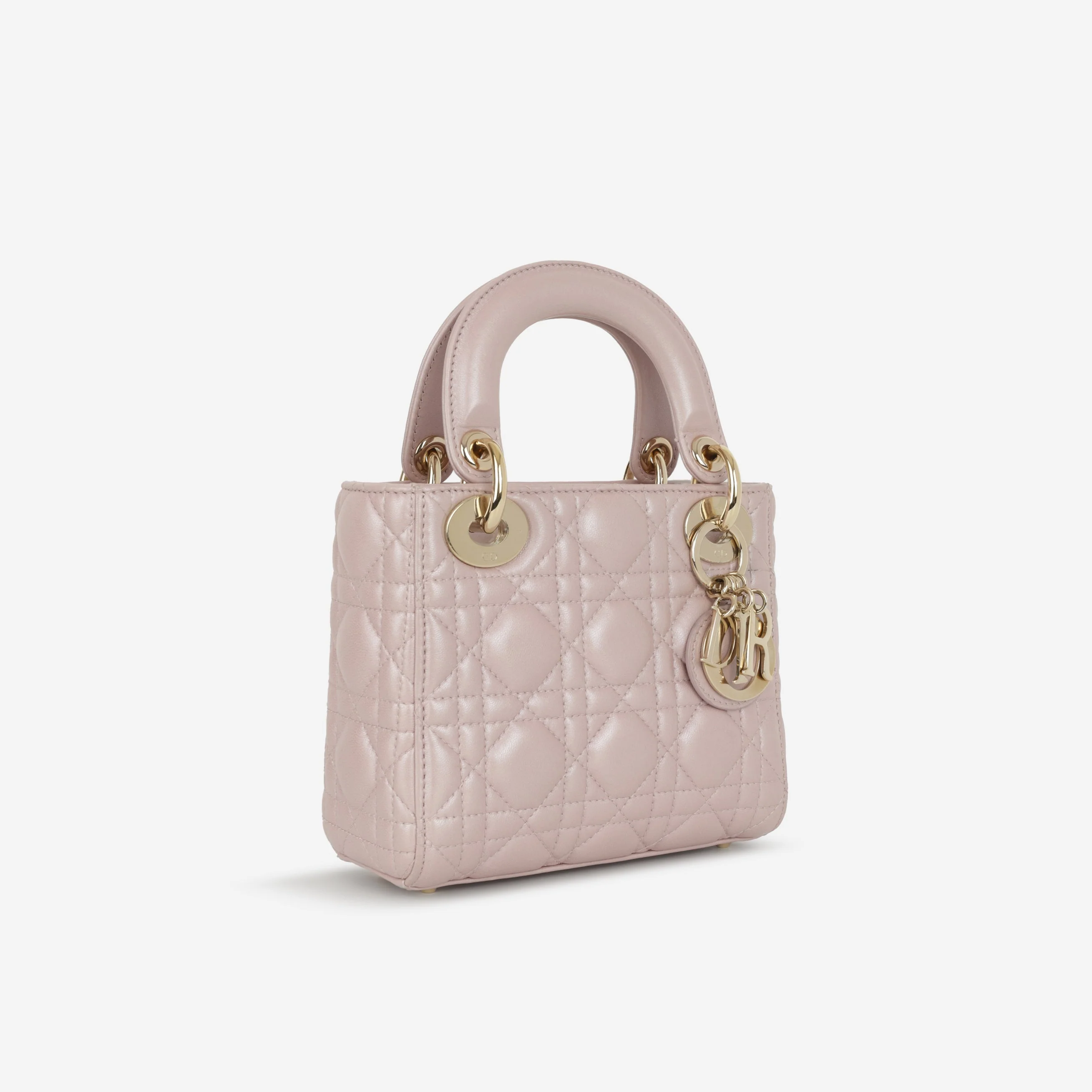 Dior Mini Lady Dior - Pearlescent Pink Lambskin | Champagne Gold Hardware - Image 2
