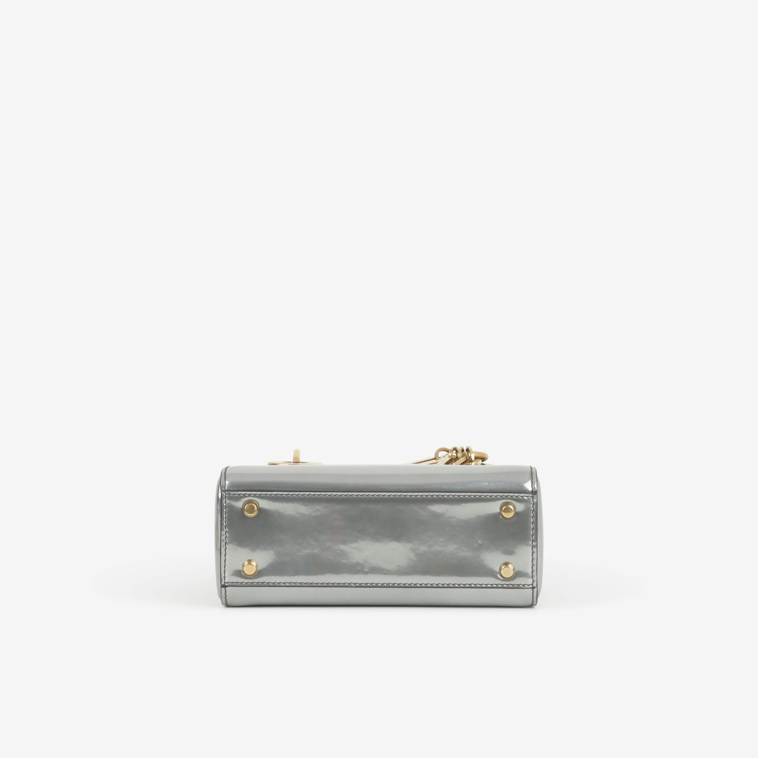 Dior Mini Lady Dior - Silver Glazed Calfskin | Antique Gold Hardware - Image 4