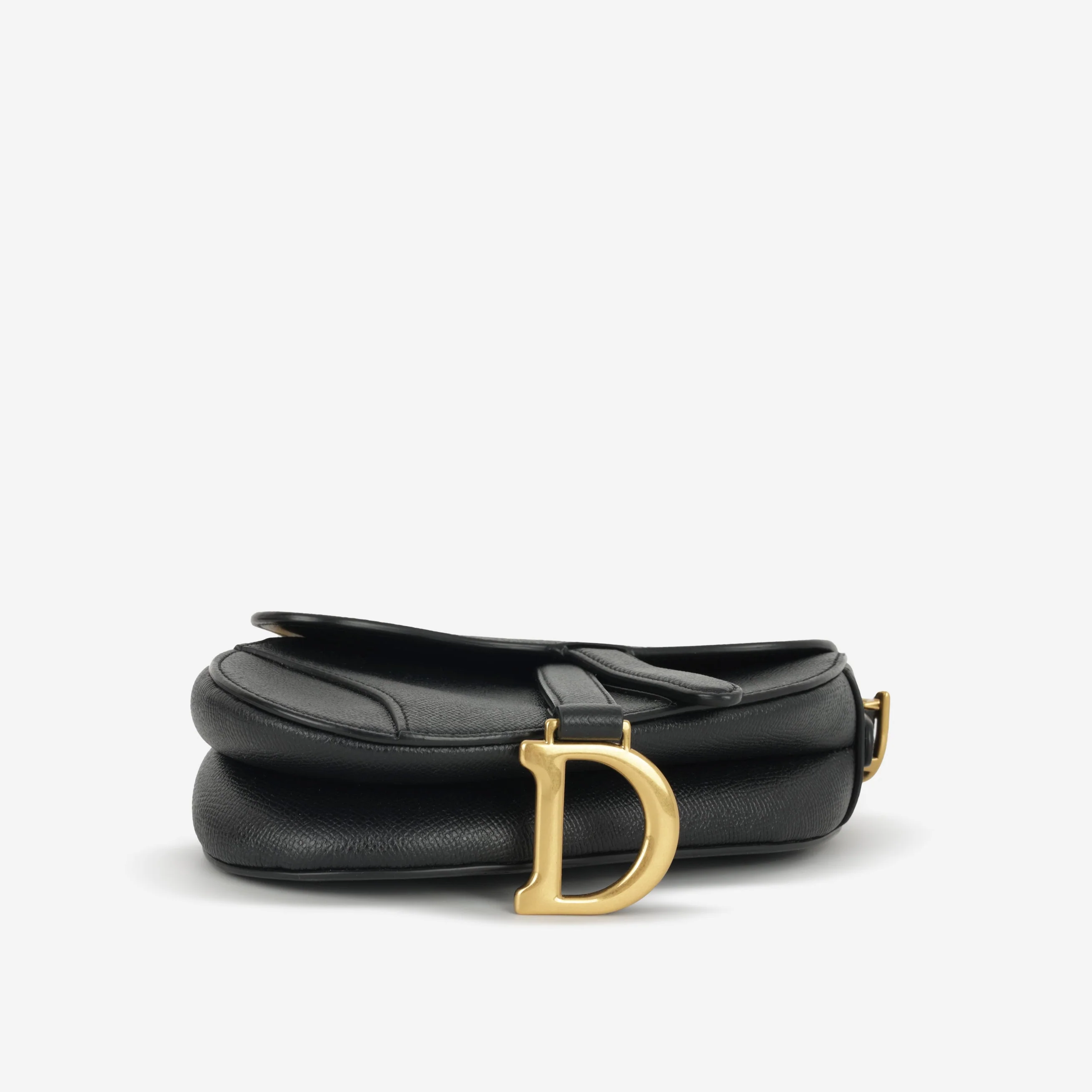 Dior Mini Saddle -  Black Grained Calfskin | Gold Hardware - Image 4