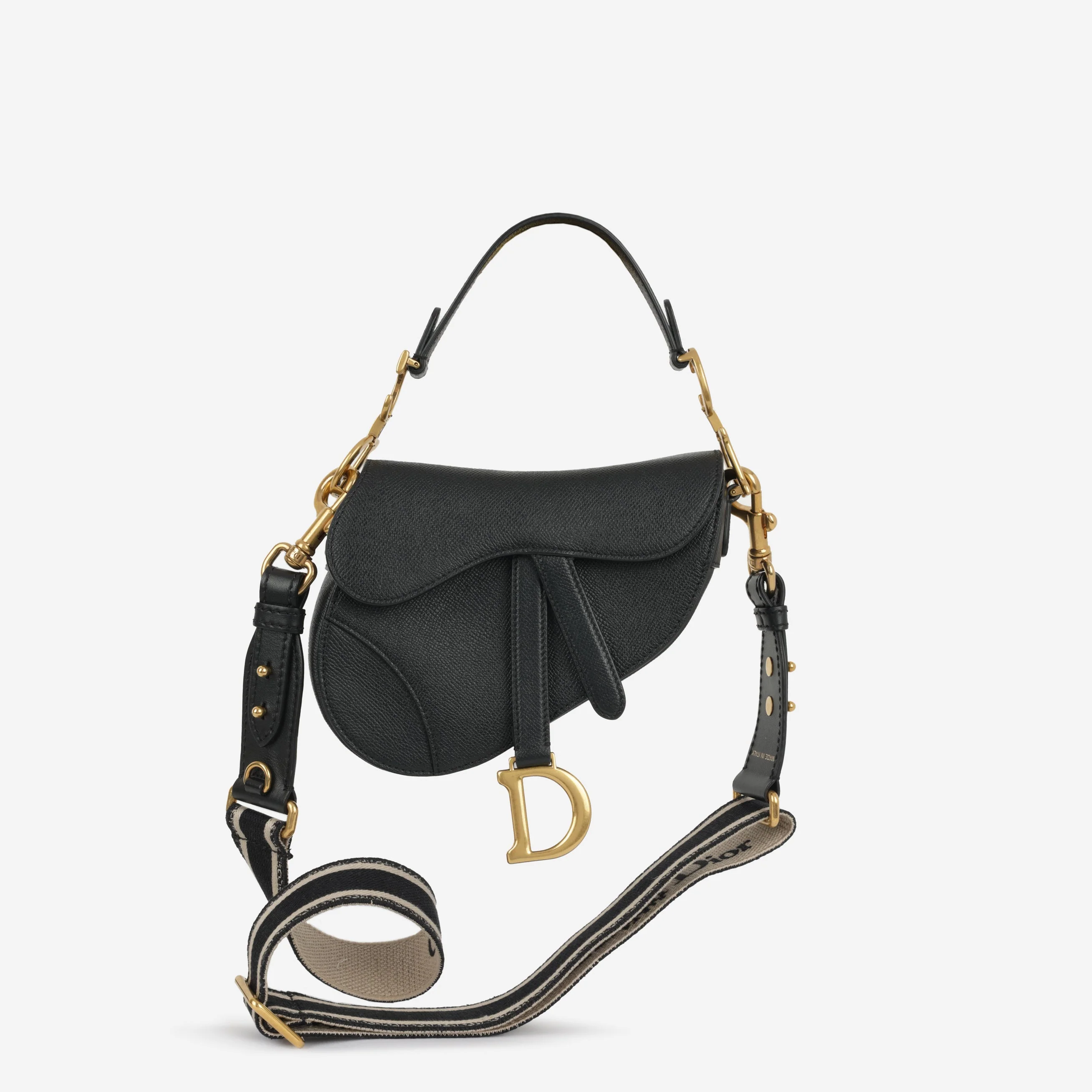 Dior Mini Saddle -  Black Grained Calfskin | Gold Hardware - Image 6