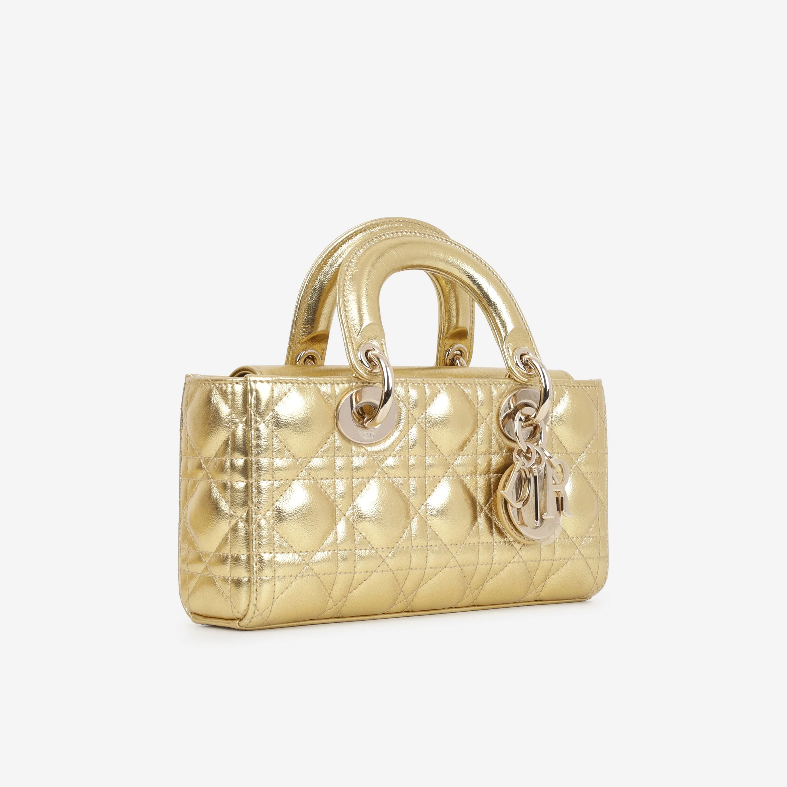 Dior Small Lady D-Joy - Gold Metallic Lambskin Cannage | Champagne Gold Hardware - Image 2