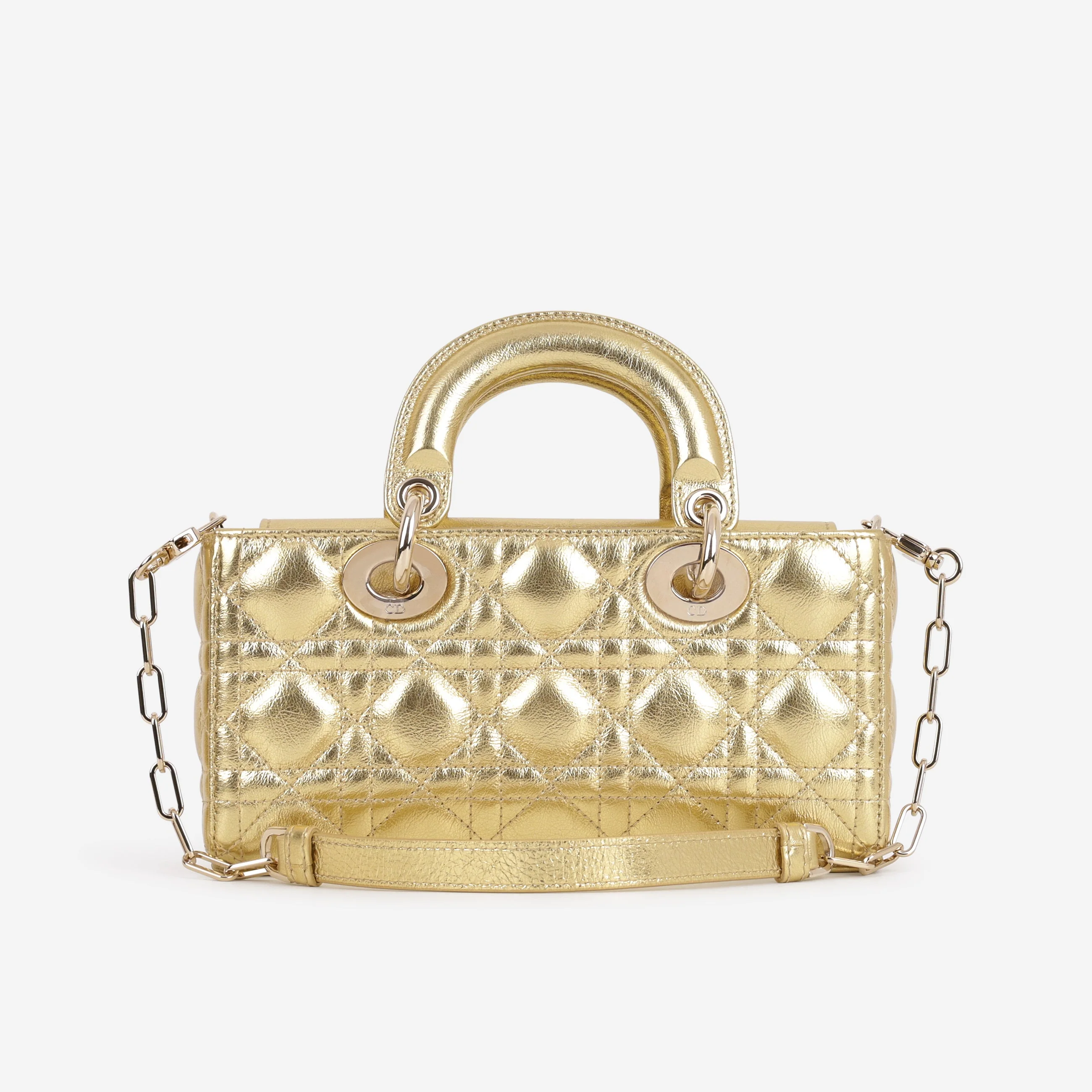 Dior Small Lady D-Joy - Gold Metallic Lambskin Cannage | Champagne Gold Hardware - Image 3