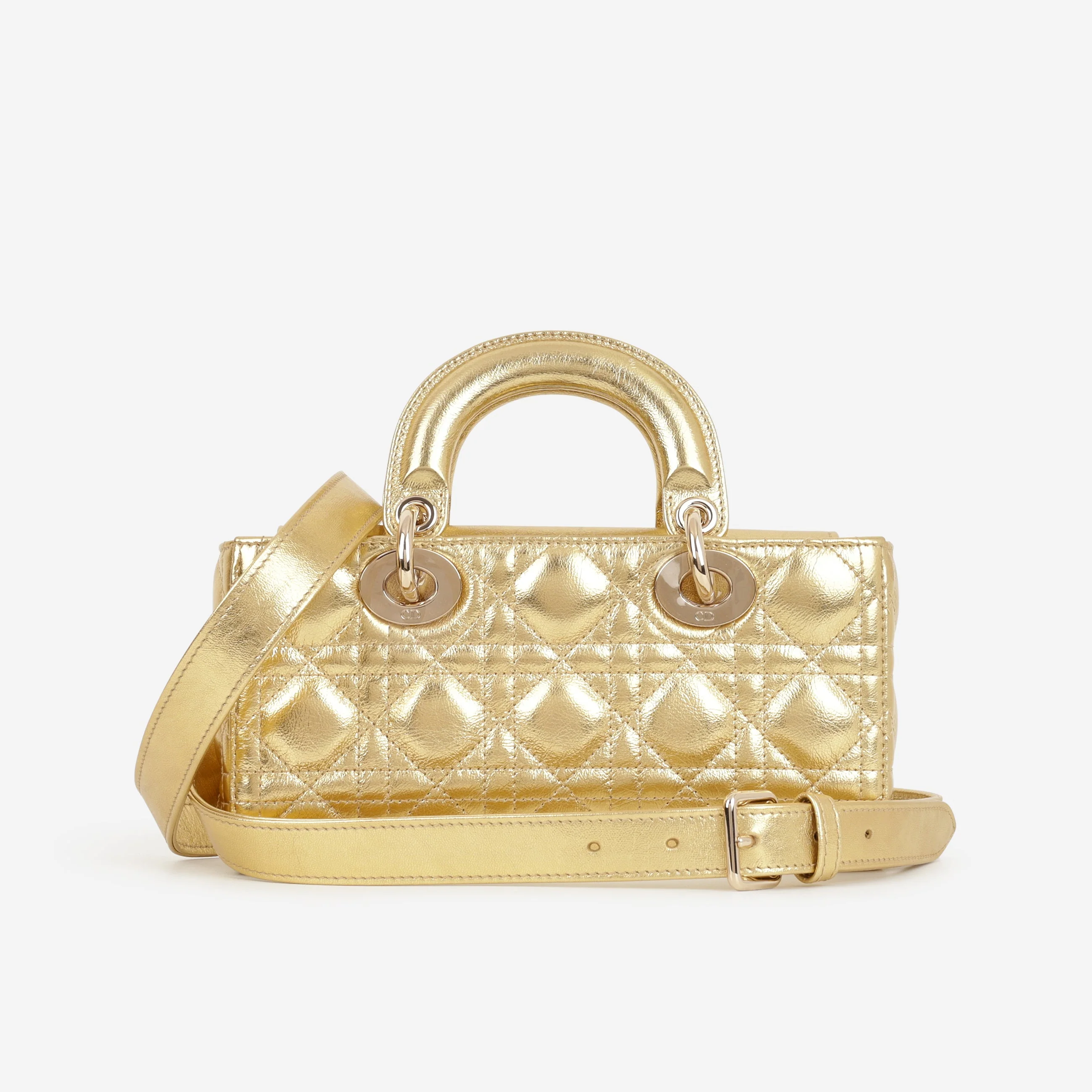 Dior Small Lady D-Joy - Gold Metallic Lambskin Cannage | Champagne Gold Hardware - Image 4