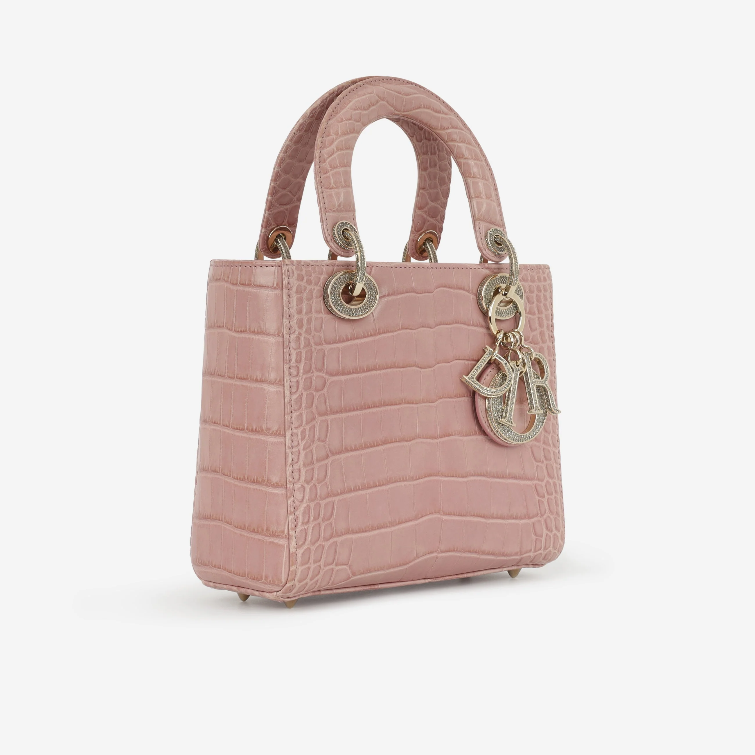 Dior Small Lady Dior - Blush Alligator With Strass | Champagne Gold Hardware - Image 2