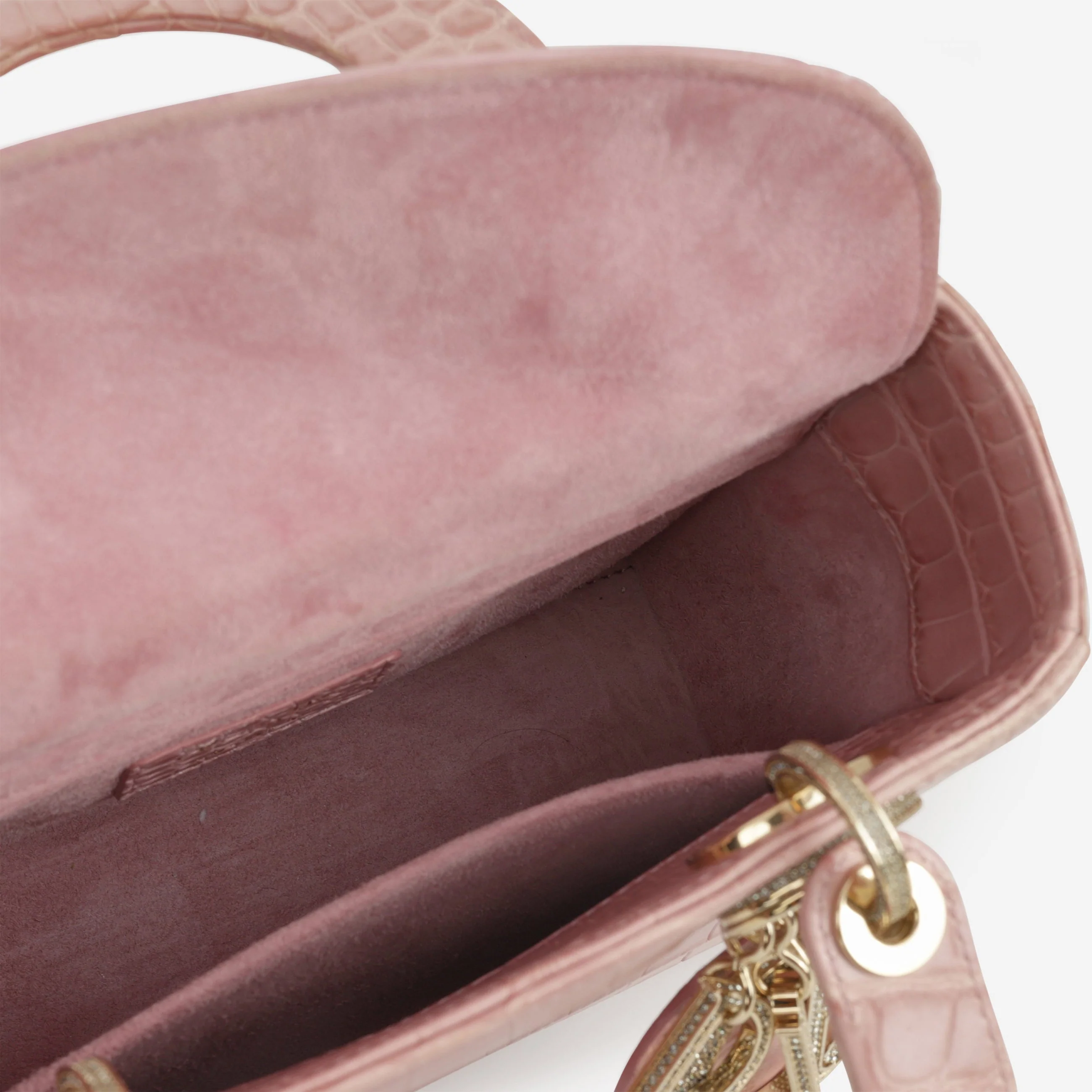 Dior Small Lady Dior - Blush Alligator With Strass | Champagne Gold Hardware - Image 6