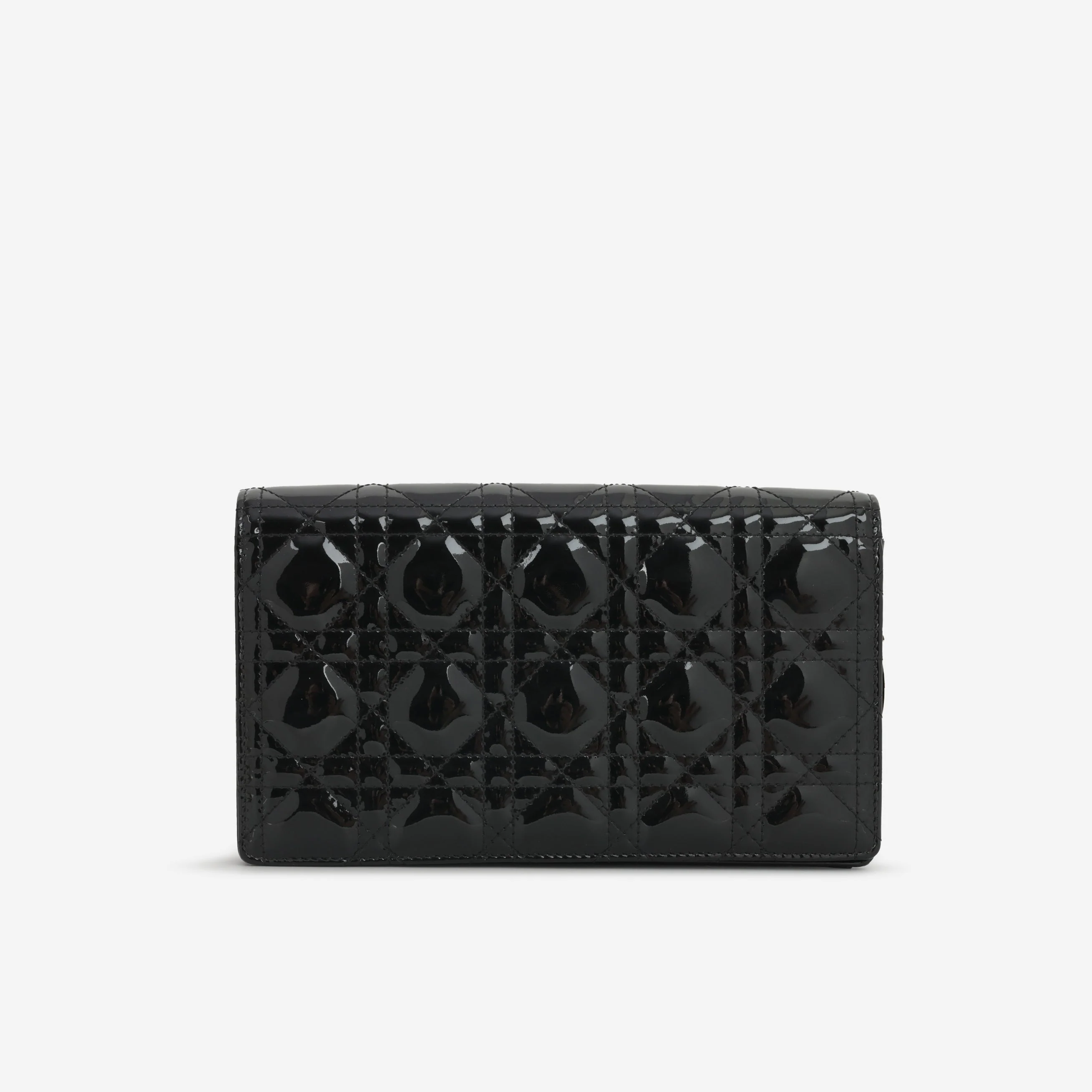 Dior Lady Dior Pouch - Black Patent Cannage | Champagne Gold Hardware - Image 3