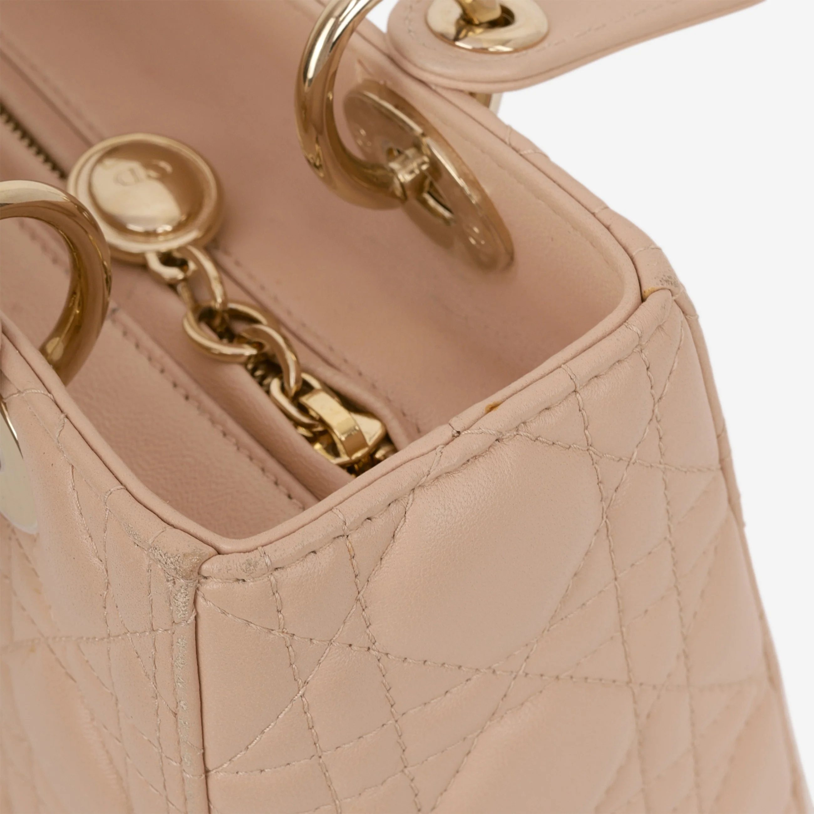Dior Medium Lady Dior - Blush Lambskin | Champagne Gold Hardware - Image 8
