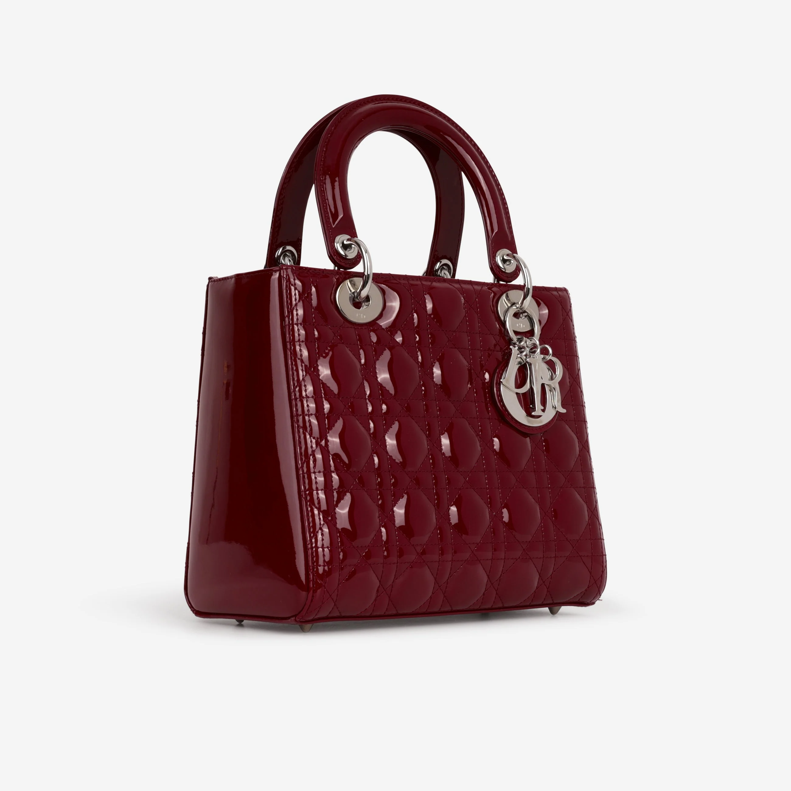 Dior Medium Lady Dior - Cherry Red Patent | Silver Hardware - Image 2