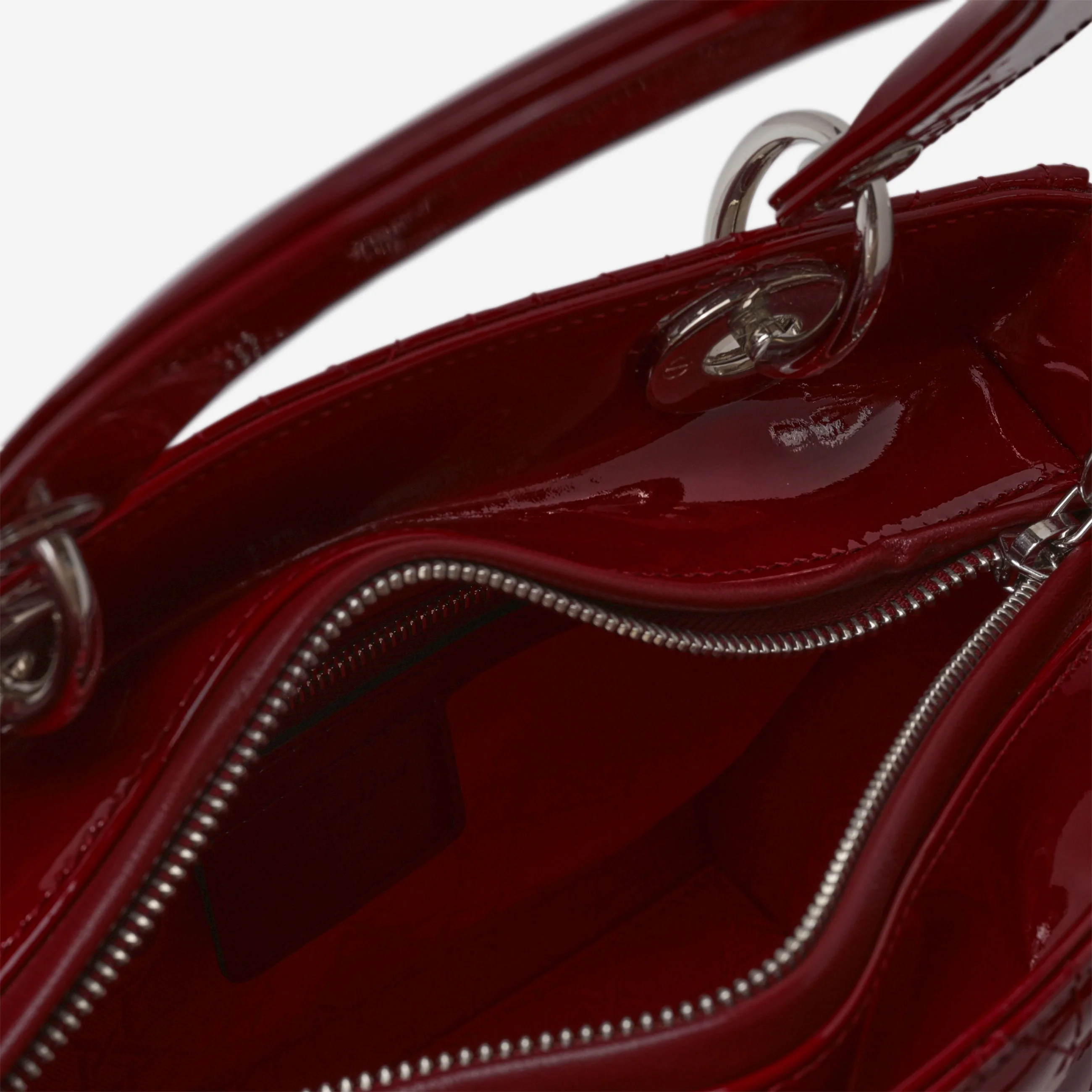 Dior Medium Lady Dior - Cherry Red Patent | Silver Hardware - Image 5