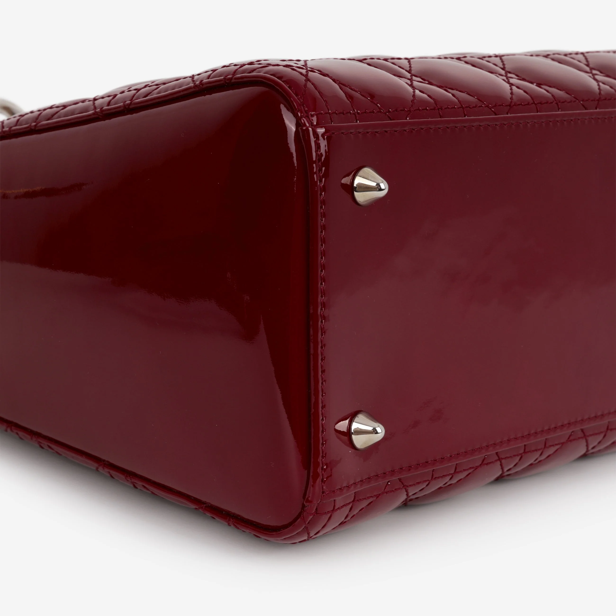 Dior Medium Lady Dior - Cherry Red Patent | Silver Hardware - Image 6