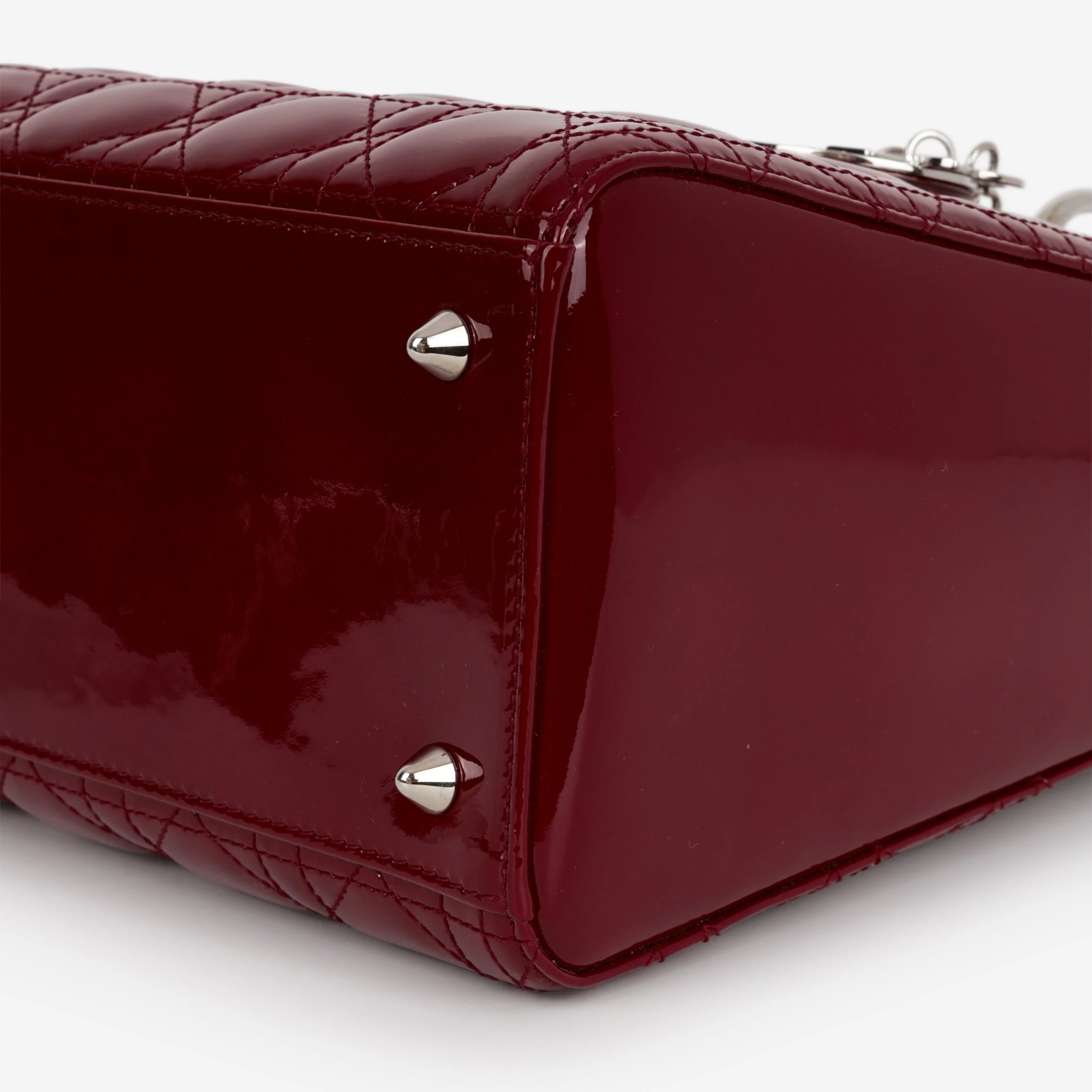 Dior Medium Lady Dior - Cherry Red Patent | Silver Hardware - Image 7