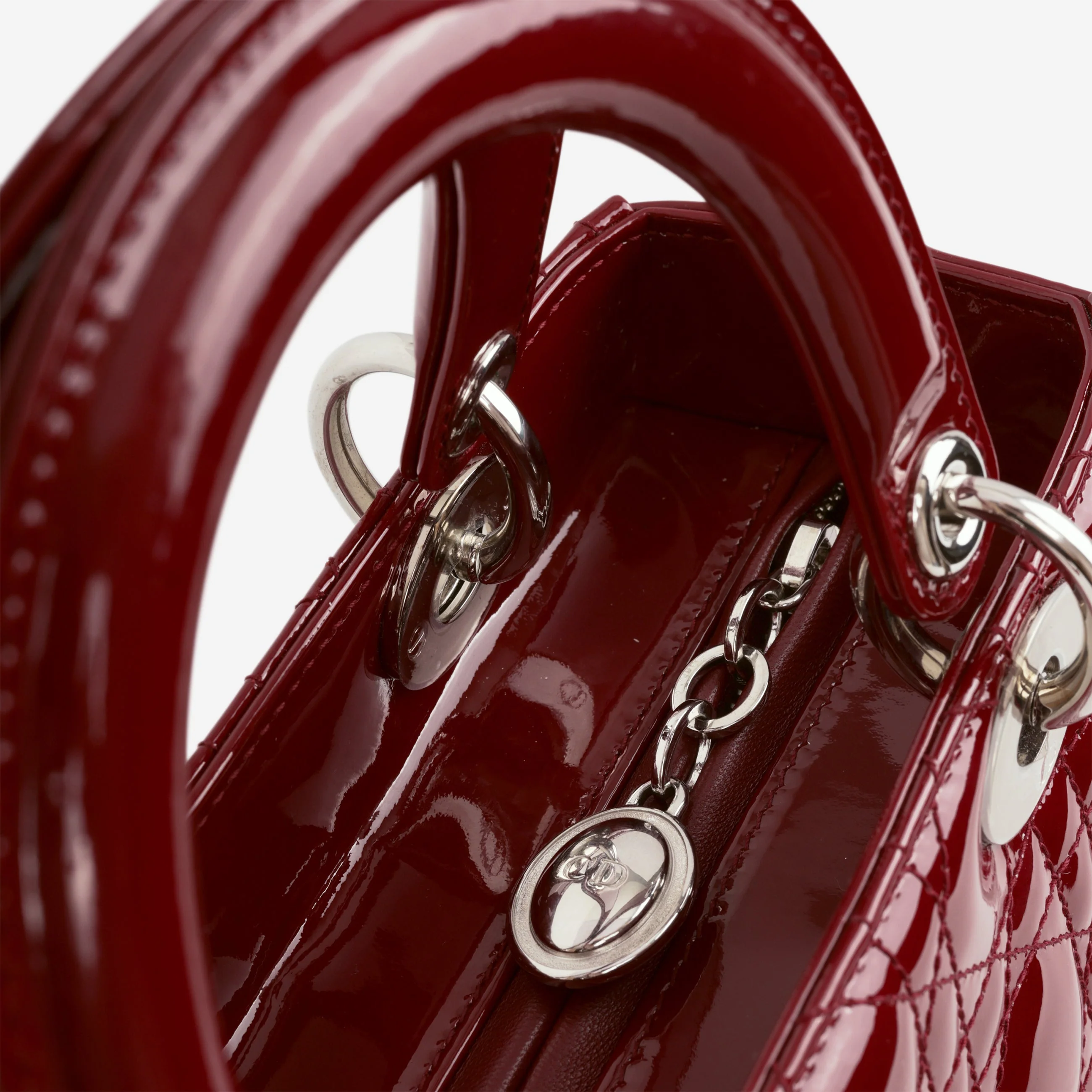 Dior Medium Lady Dior - Cherry Red Patent | Silver Hardware - Image 8