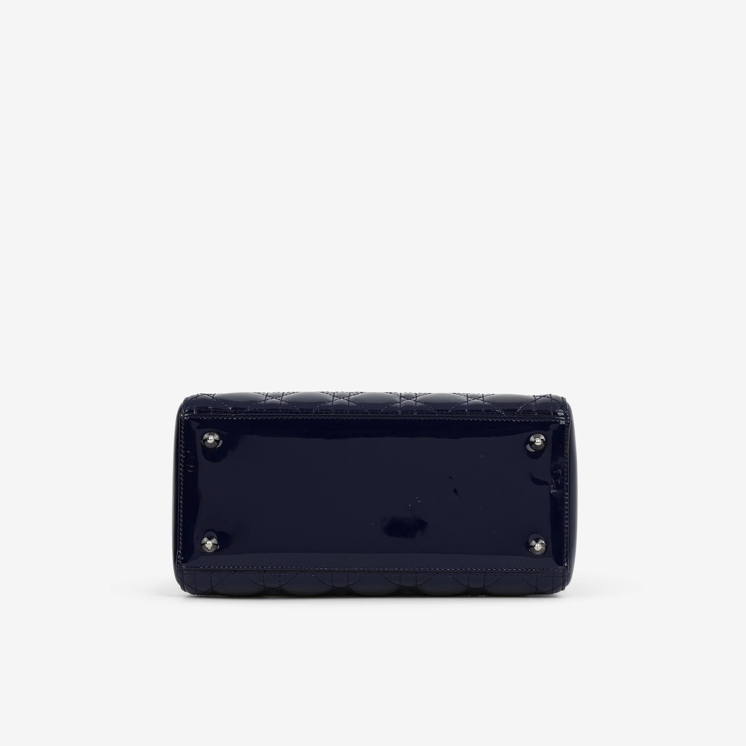 Dior Medium Lady Dior - Navy Patent Calfskin | Silver Hardware - Image 4