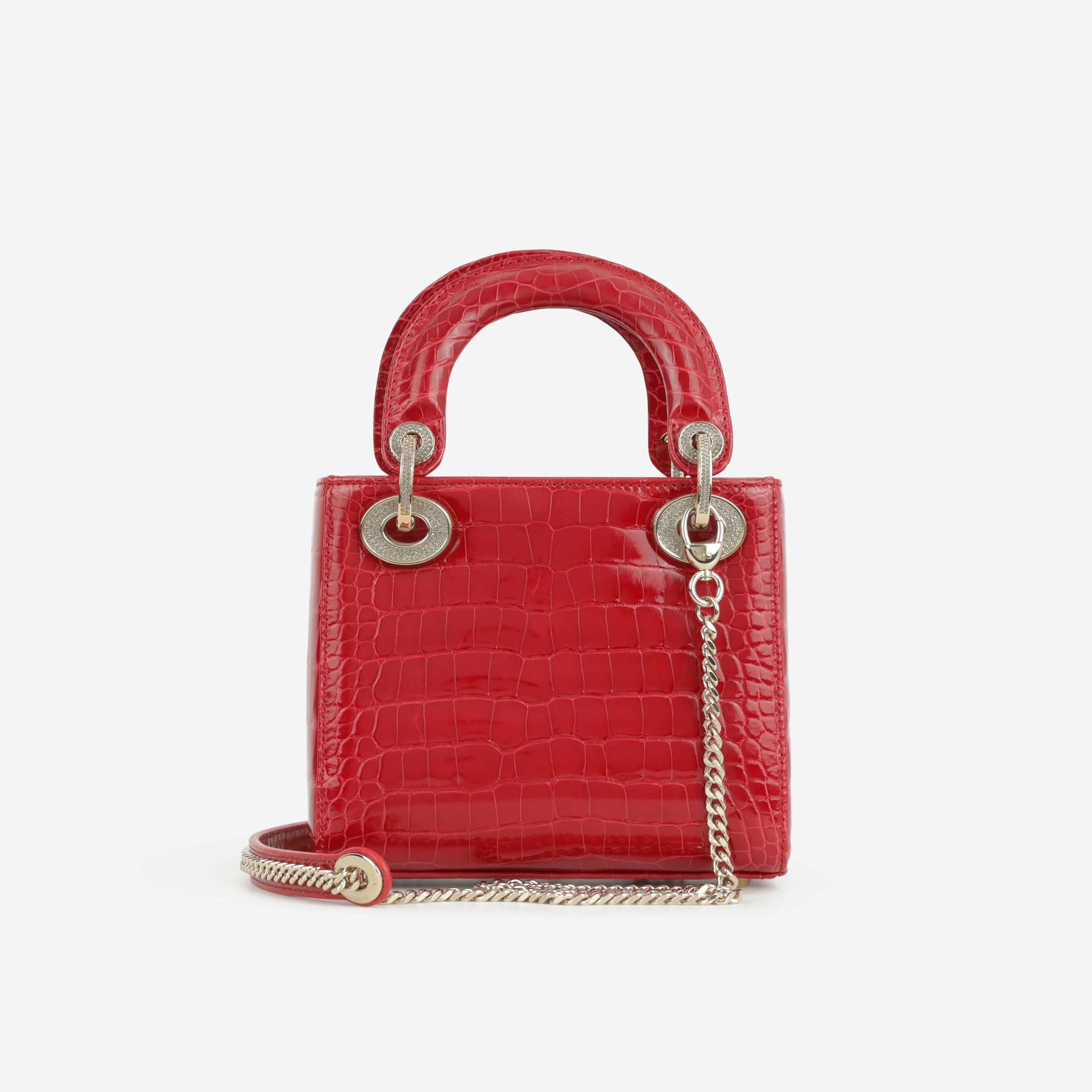 Dior Mini Lady Dior - Red Alligator | Champagne Gold Hardware - Image 3