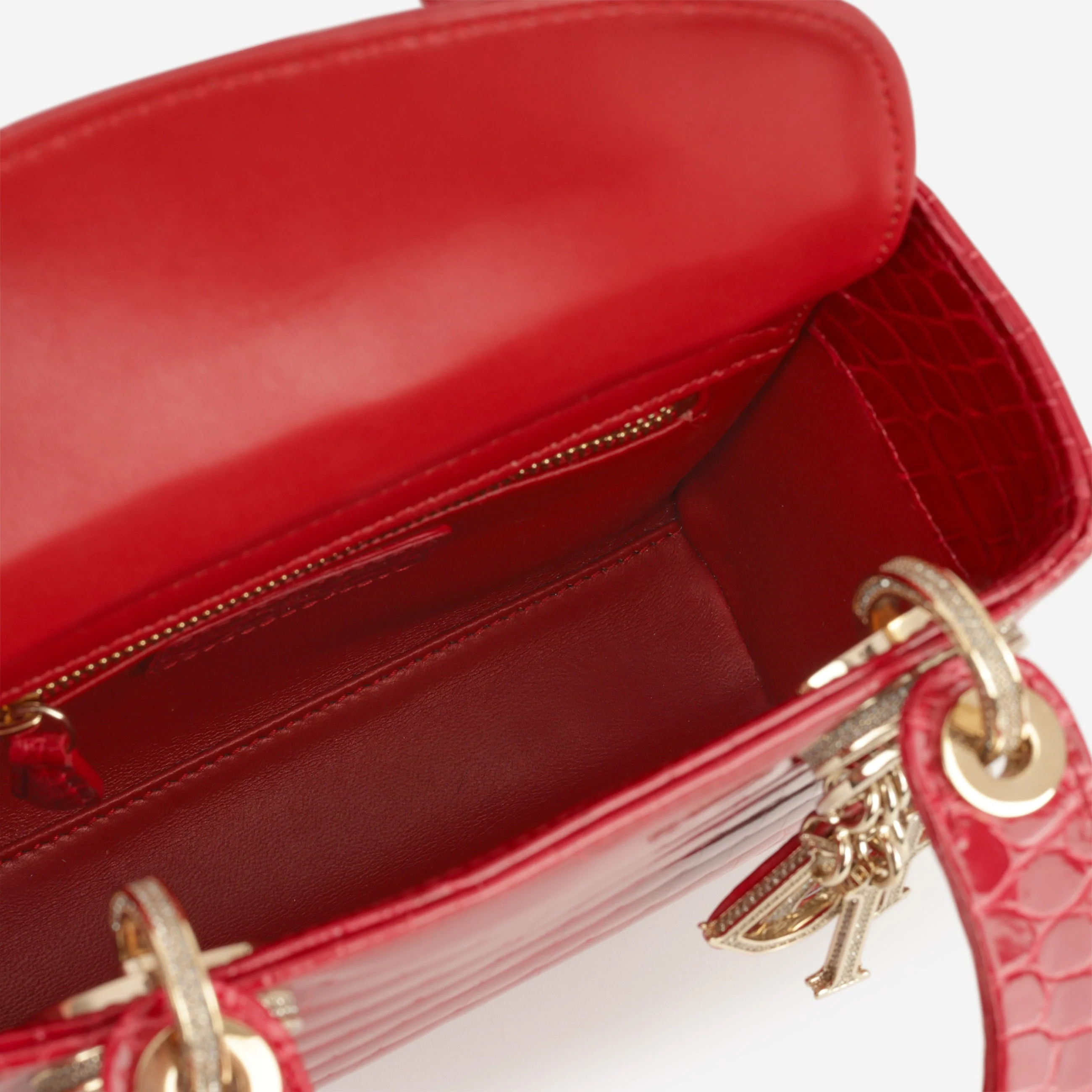 Dior Mini Lady Dior - Red Alligator | Champagne Gold Hardware - Image 5