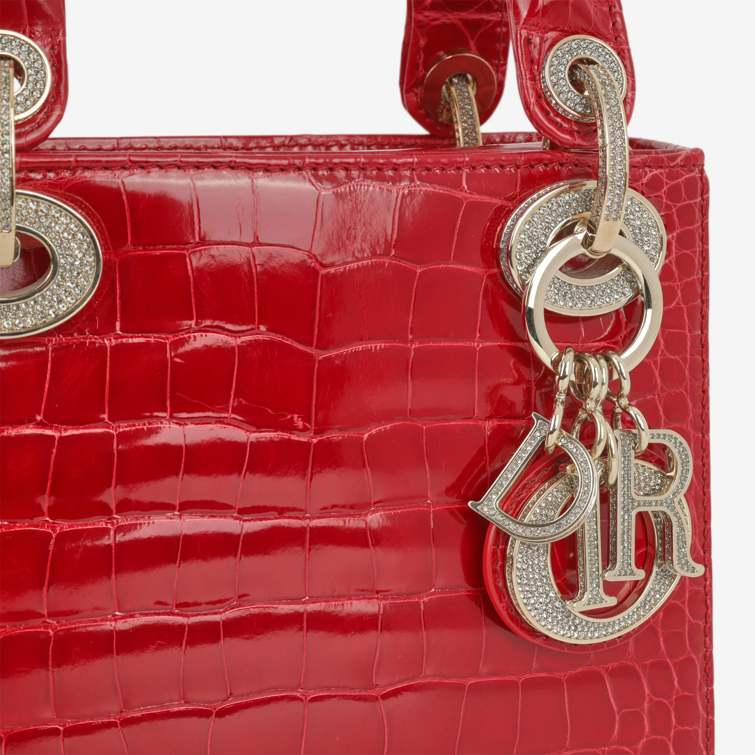Dior Mini Lady Dior - Red Alligator | Champagne Gold Hardware - Image 6