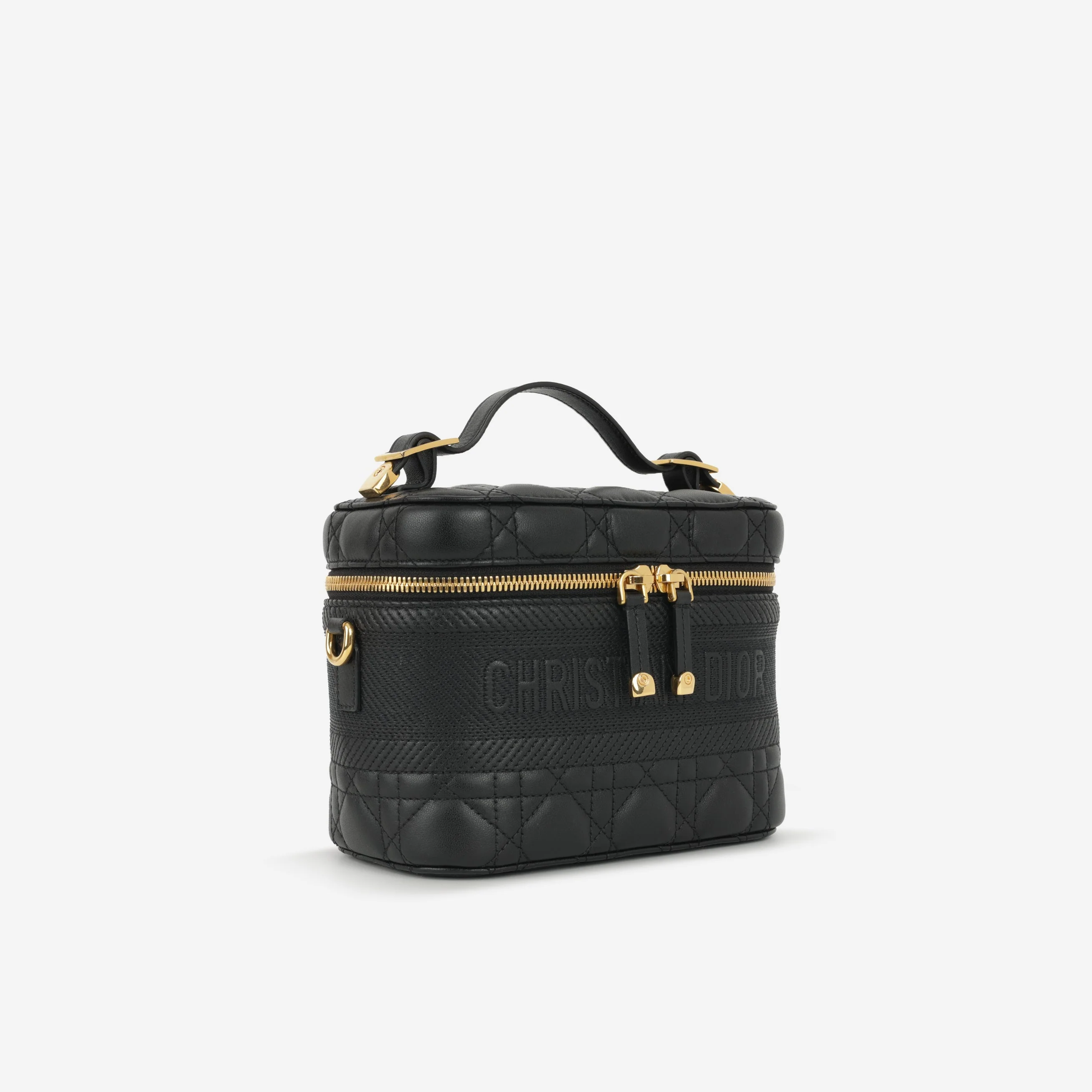 Dior Small DiorTravel Vanity Case with Strap - Black Lambskin / Embroidery | Gold Hardware - Image 2