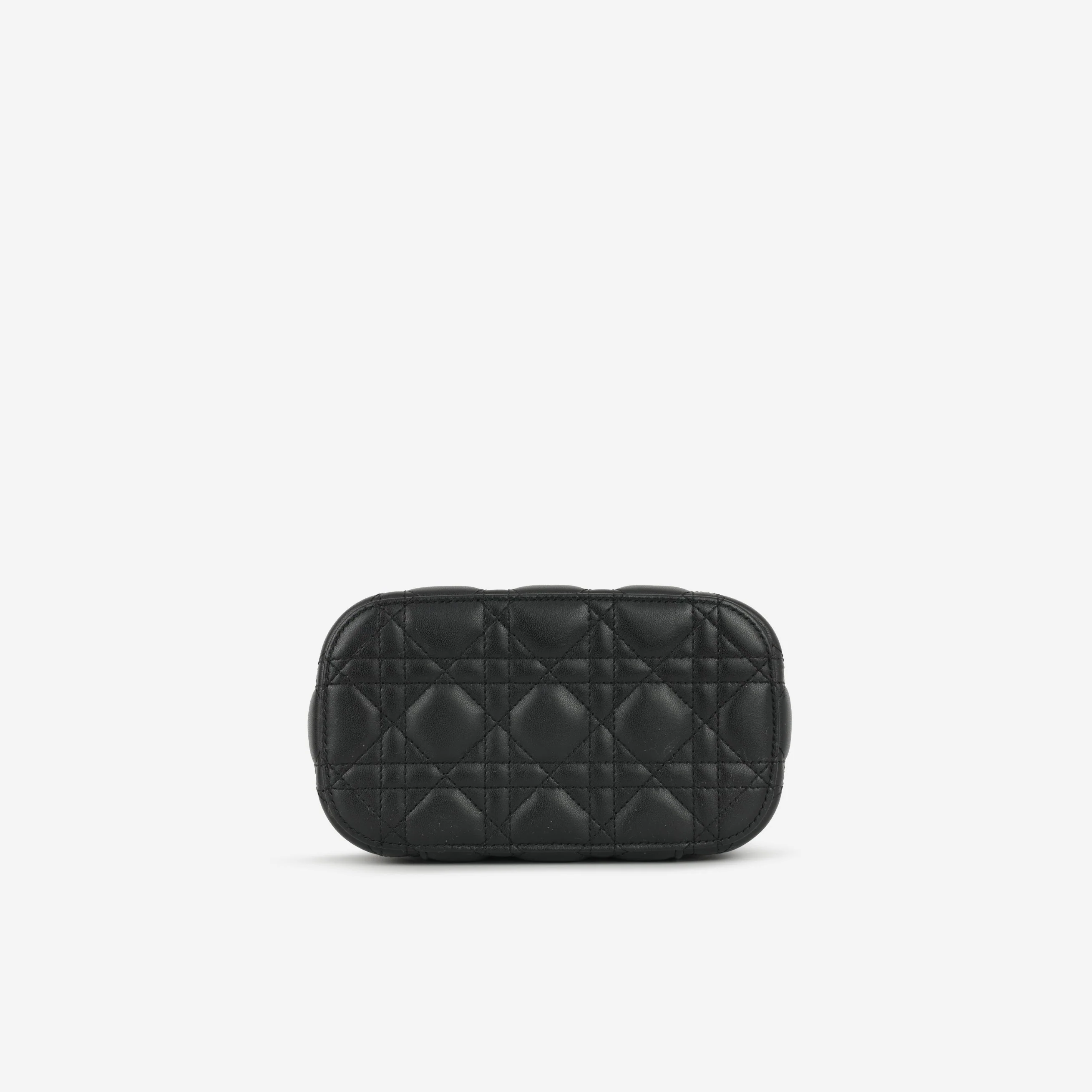 Dior Small DiorTravel Vanity Case with Strap - Black Lambskin / Embroidery | Gold Hardware - Image 4