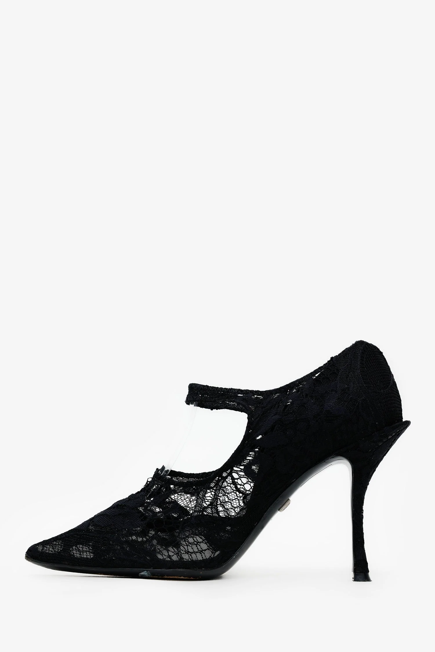 Dolce & Gabbana Black Lace Crystal Pumps Size 38.5 - Image 4