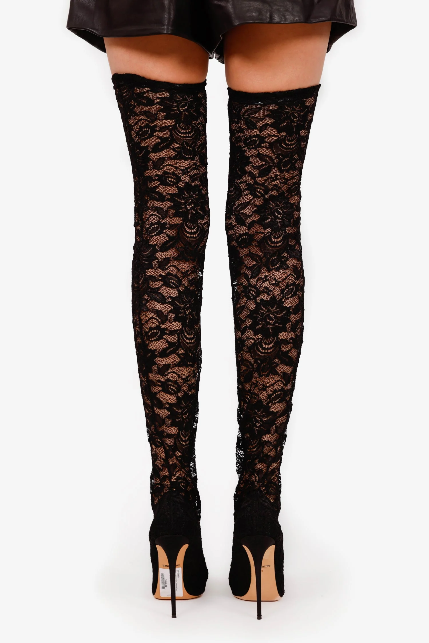 Dolce & Gabbana Black Lace Knee High Boots Size 40 - Image 3
