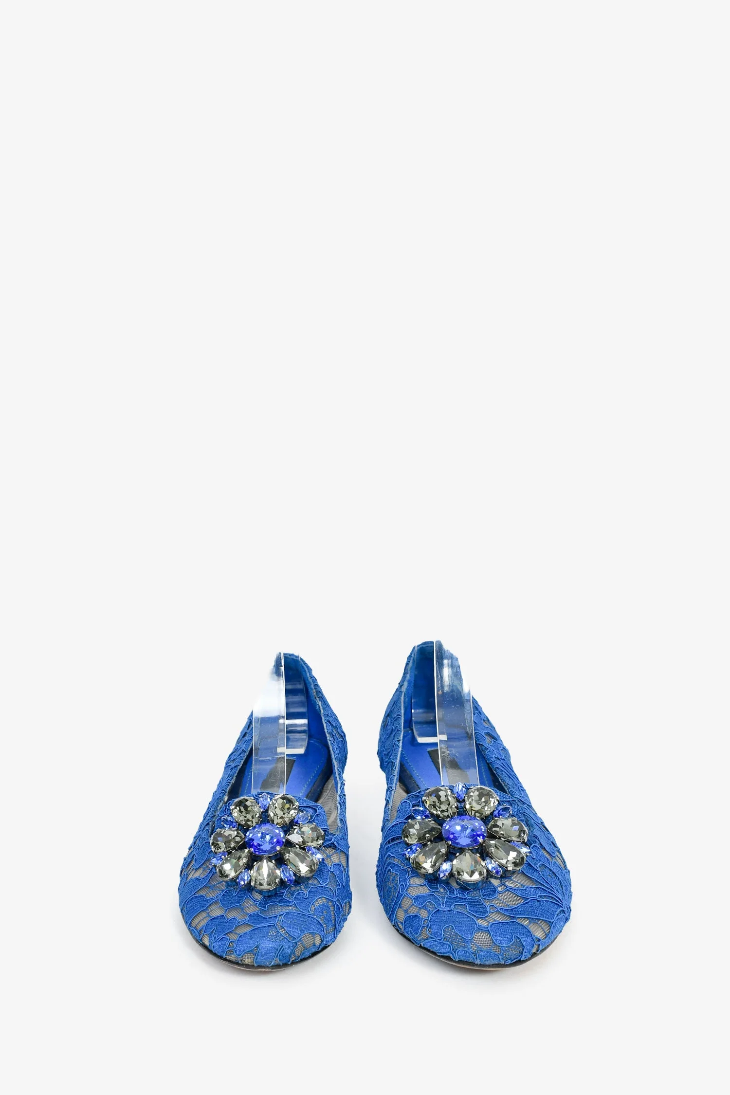 Dolce Gabbana Blue Lace Crystal Flats Size 36 - Image 3