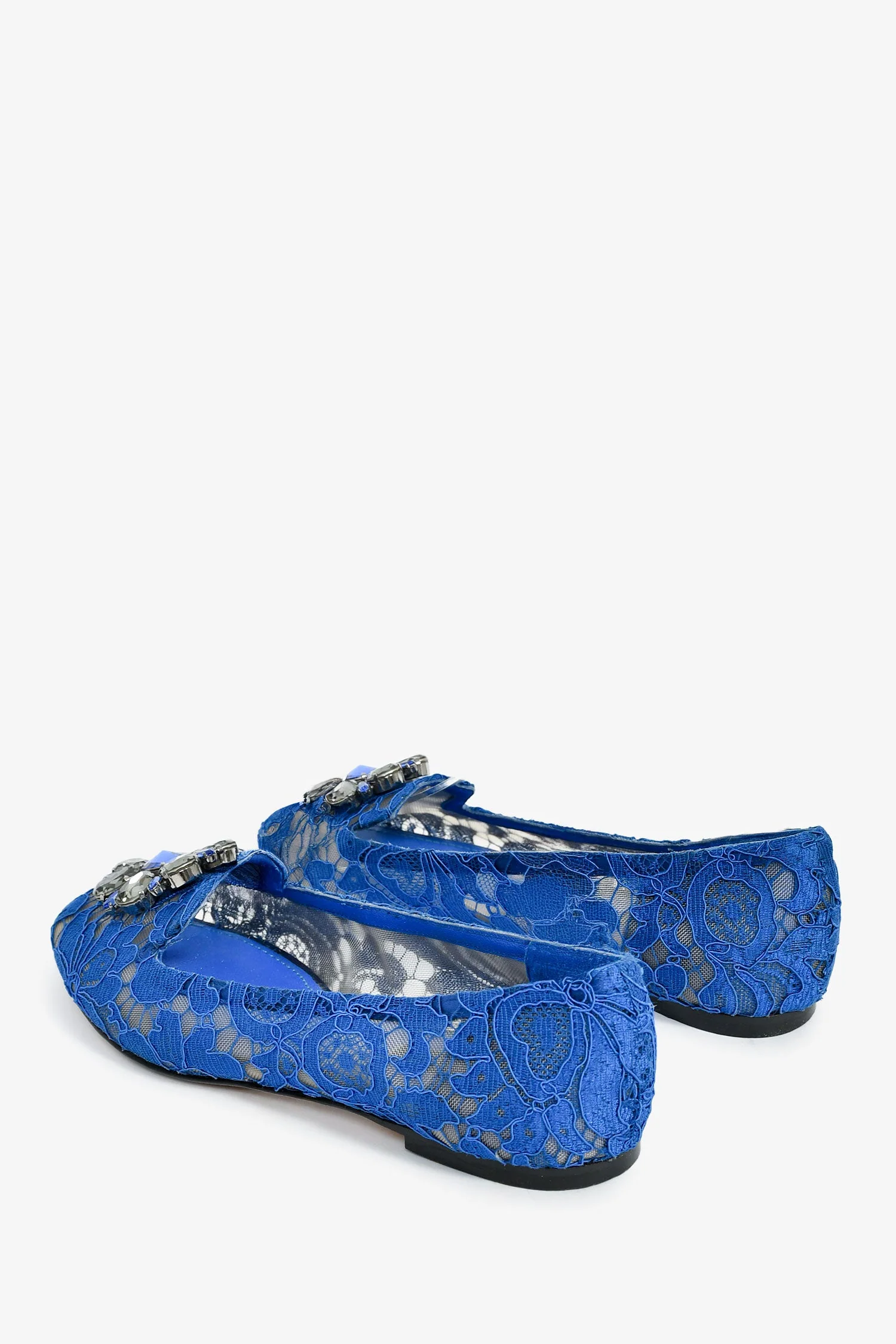 Dolce Gabbana Blue Lace Crystal Flats Size 36 - Image 4