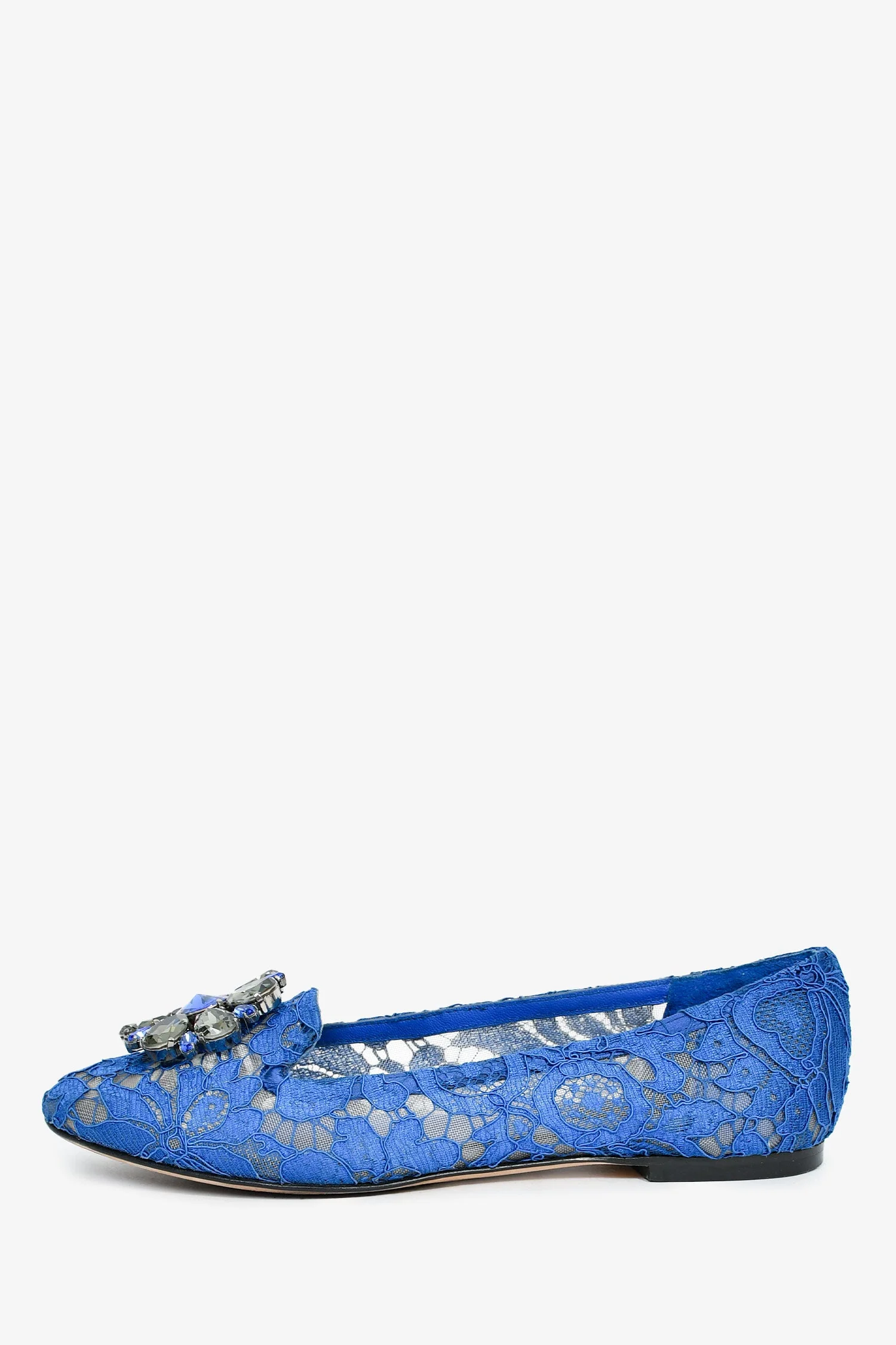 Dolce Gabbana Blue Lace Crystal Flats Size 36 - Image 5