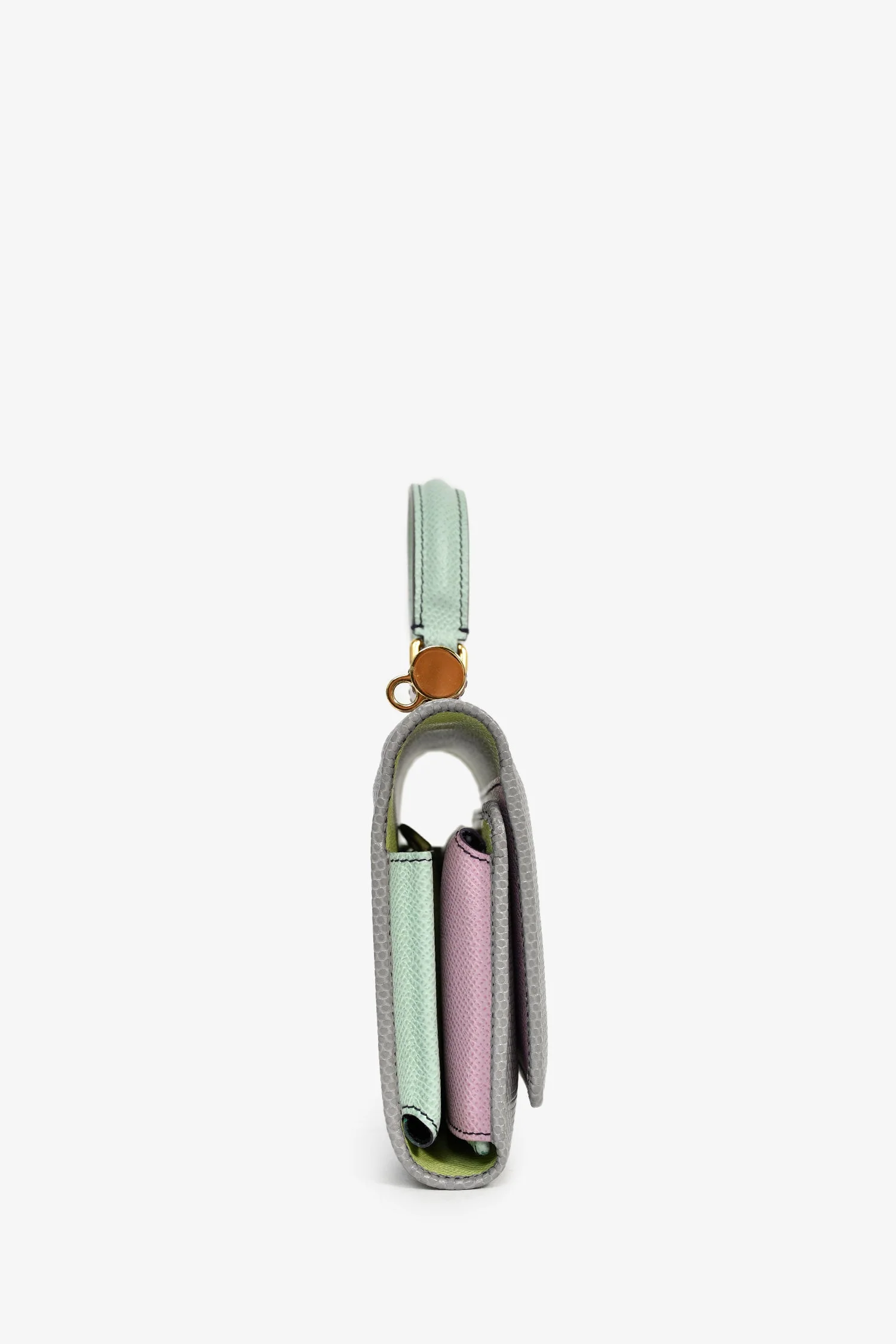 Dolce & Gabbana Grey/Pink/Green Leather Wallet on Chain Bag - Image 3