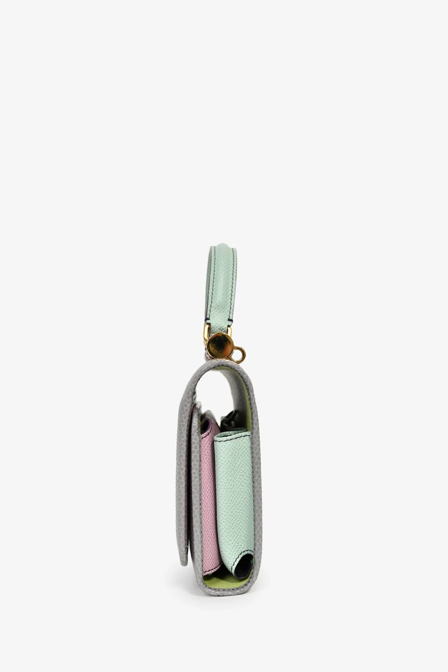Dolce & Gabbana Grey/Pink/Green Leather Wallet on Chain Bag - Image 4