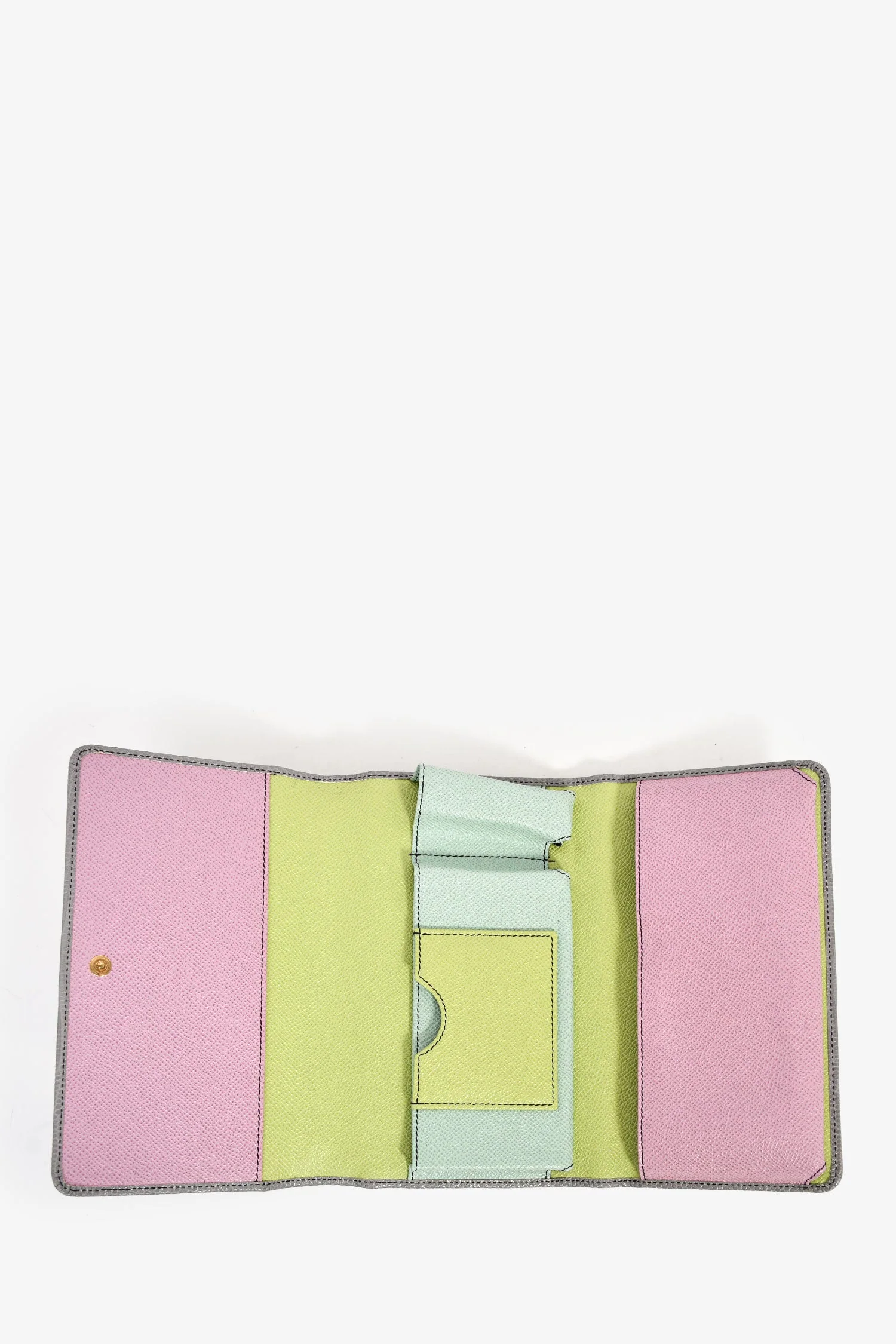 Dolce & Gabbana Grey/Pink/Green Leather Wallet on Chain Bag - Image 6