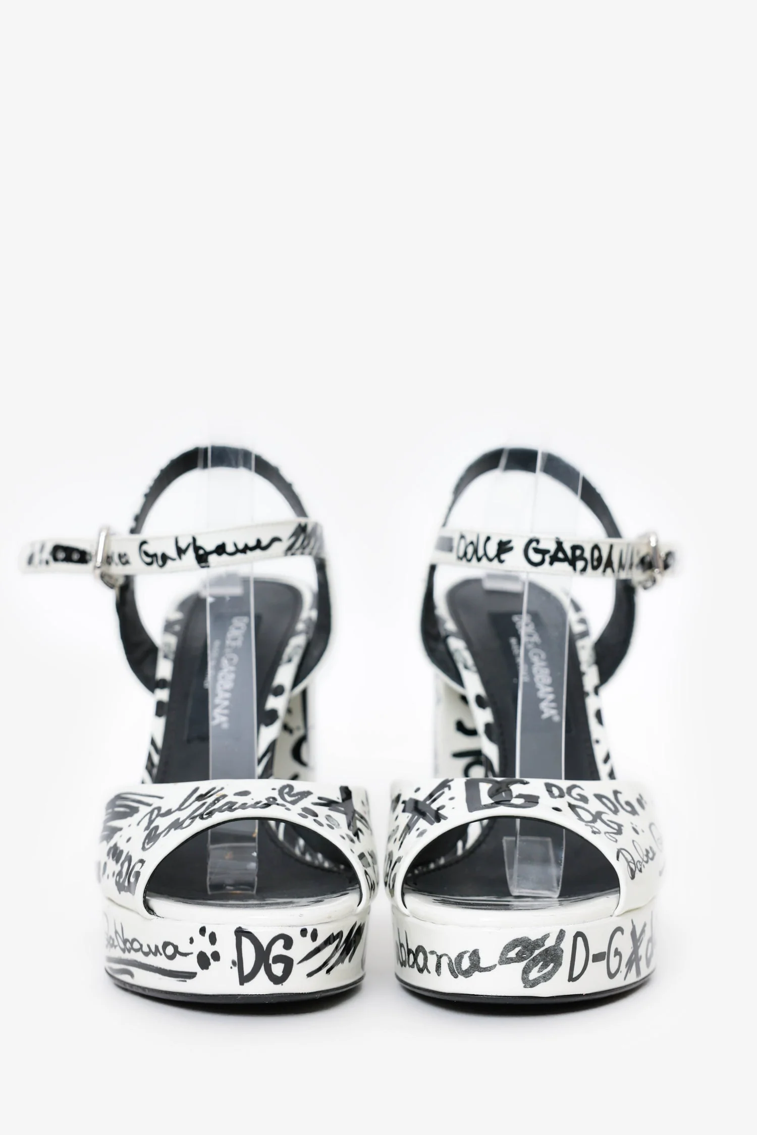 Dolce & Gabbana Leather Graffiti Print Heels Size 39 - Image 3