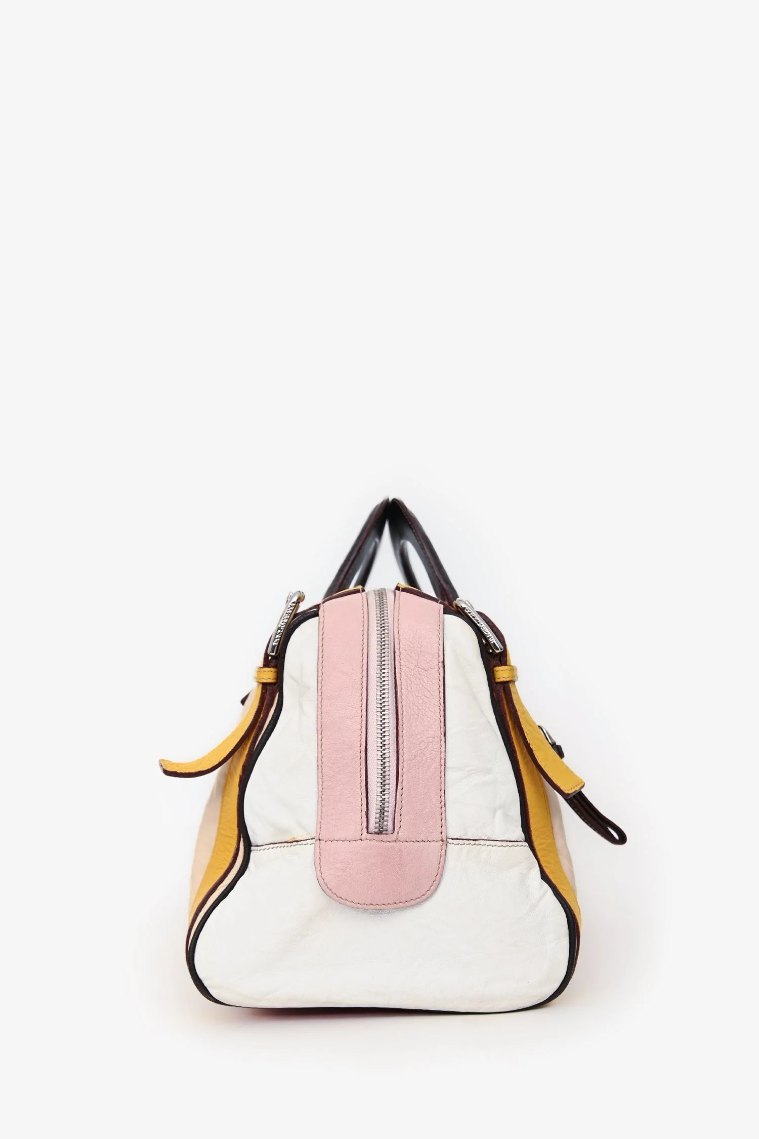 Dolce & Gabbana Pink/White Leather Top Handle With Strap - Image 3