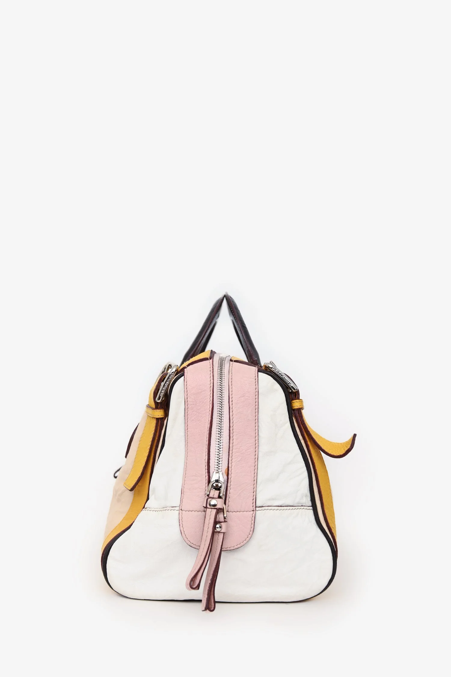 Dolce & Gabbana Pink/White Leather Top Handle With Strap - Image 4