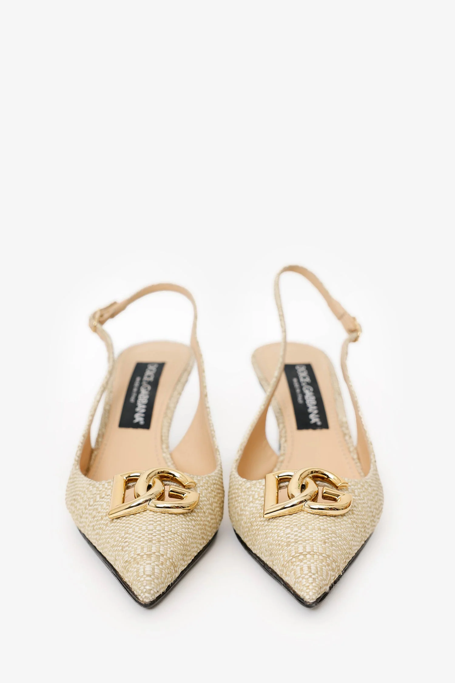 Dolce & Gabbana Raffia DG Slingback Pumps Size 38 - Image 3
