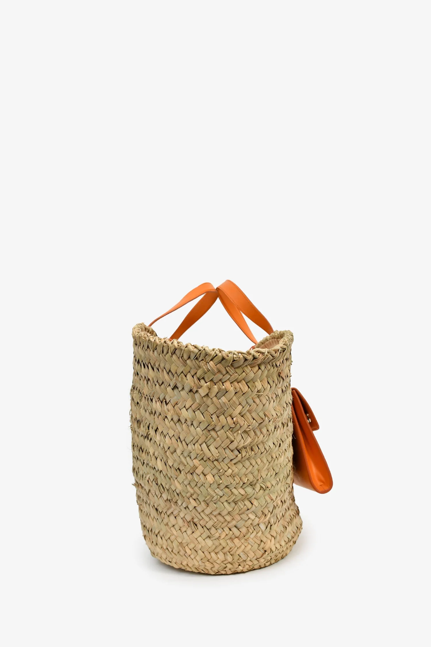 Dolce & Gabbana Straw/Leather Trim Orange Kendra Coffa Bag - Image 3