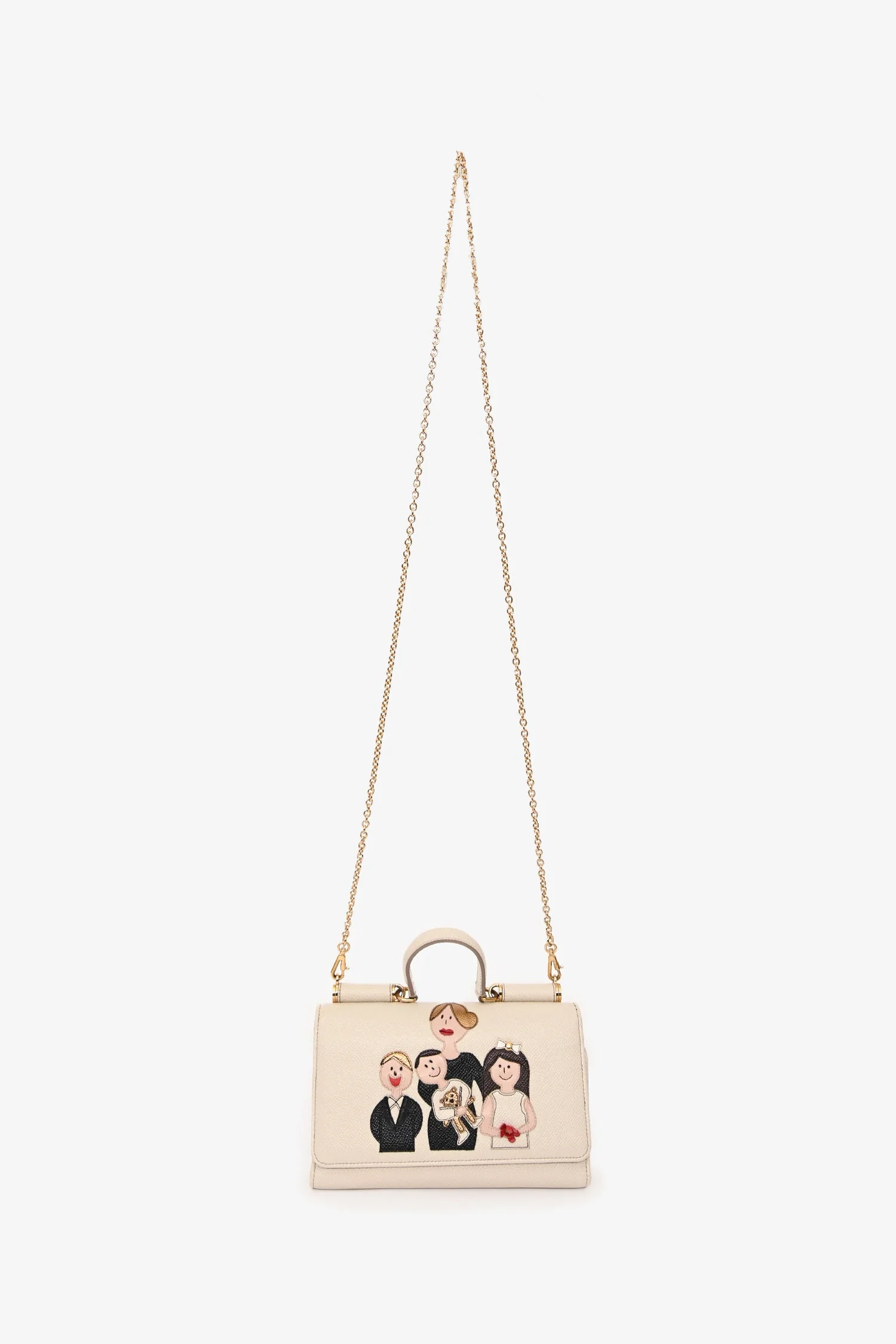 Dolce & Gabbana White Leather Sicily Family Crossbody - Image 7