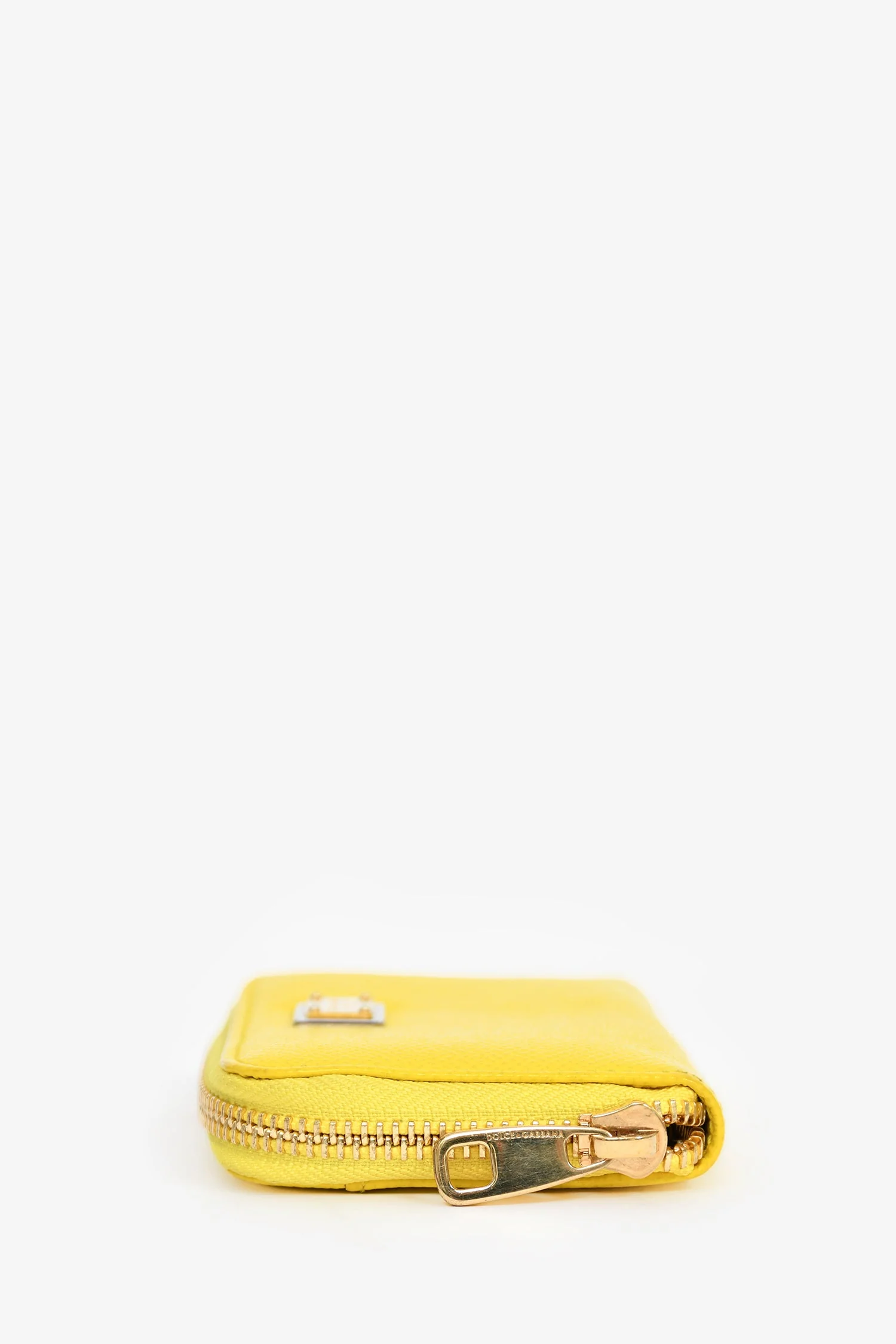 Dolce & Gabbana Yellow Leather Zip Card Holder - Image 4