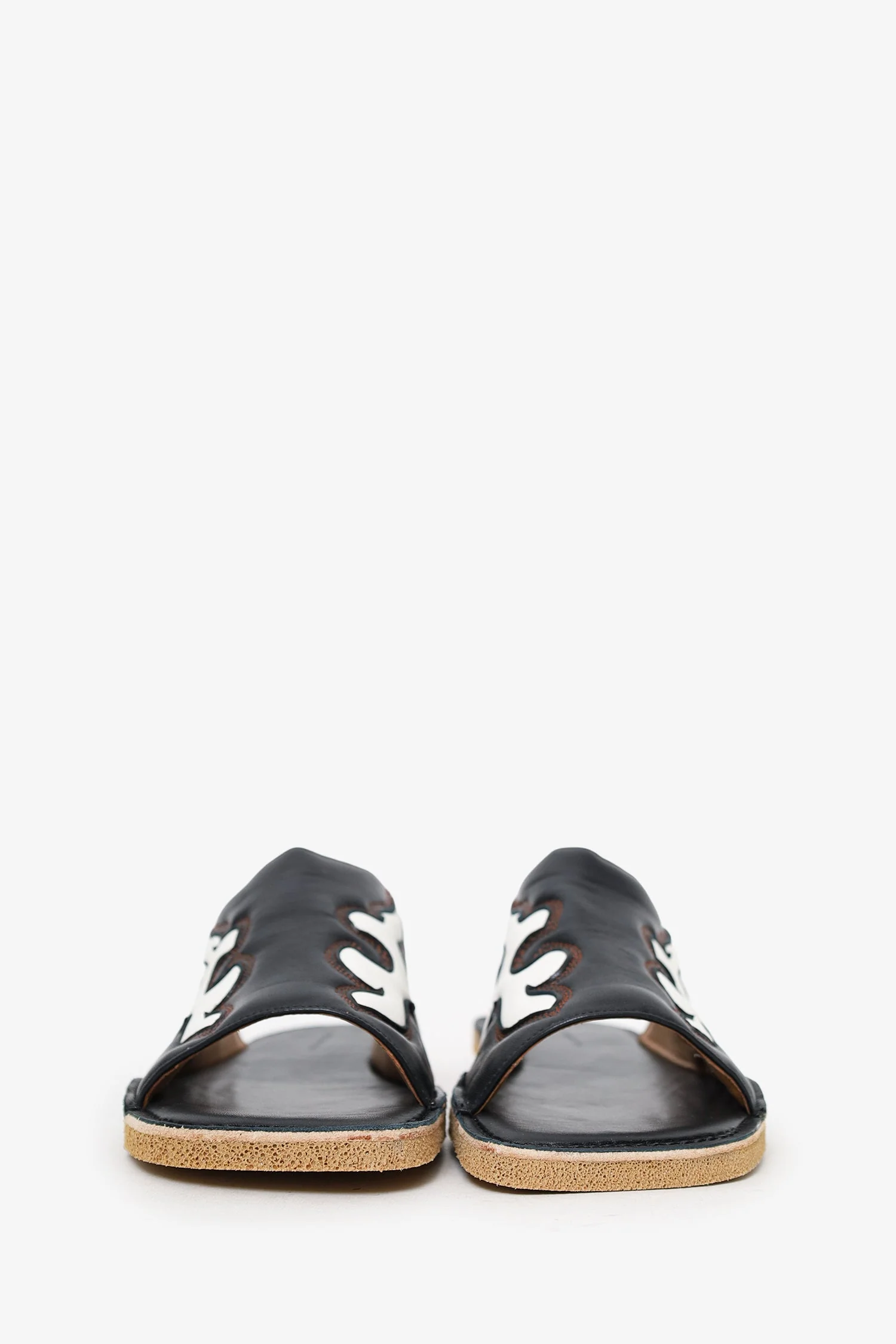 Dries Van Noten Black Leather Western Slides Size 41 - Image 3