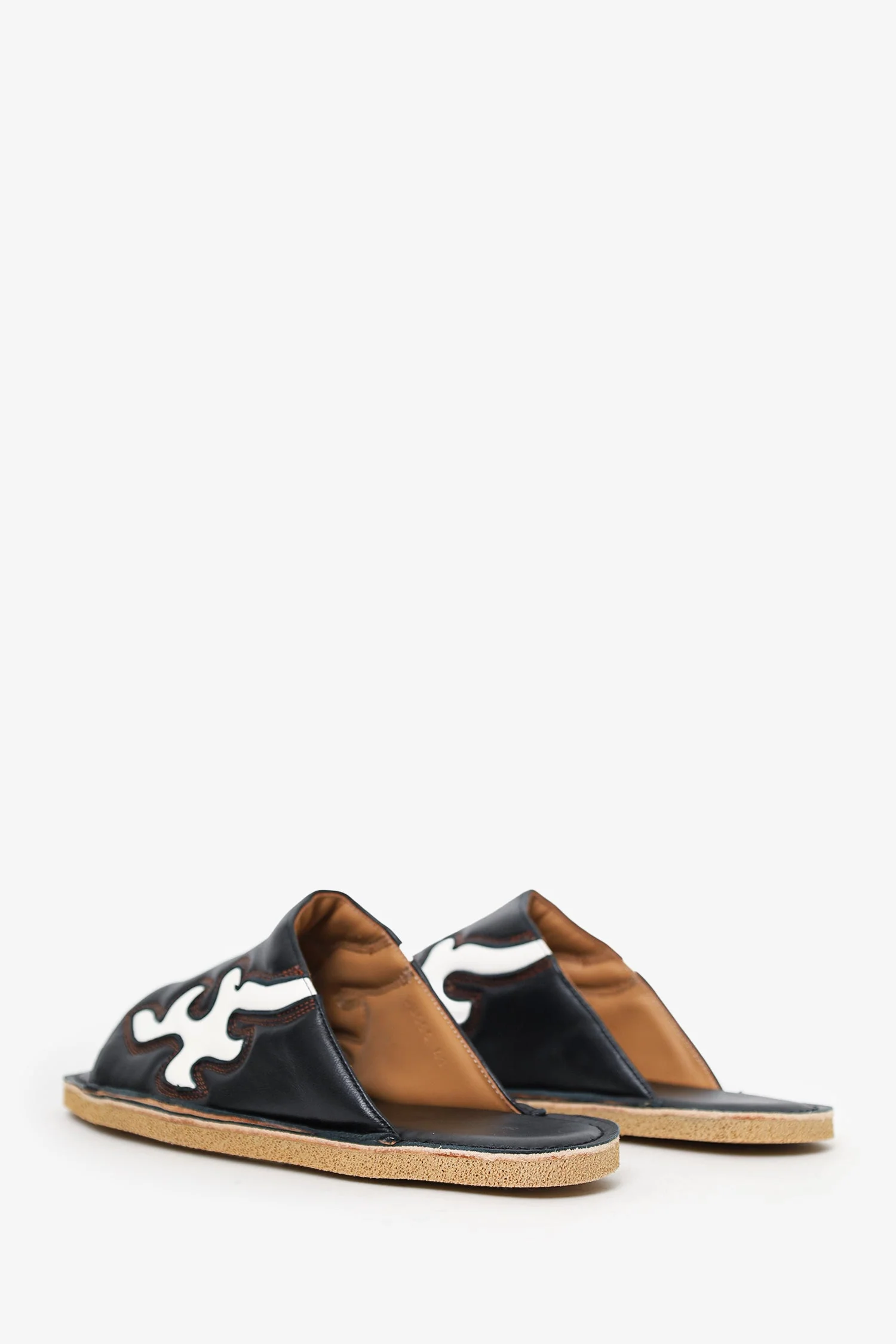Dries Van Noten Black Leather Western Slides Size 41 - Image 4