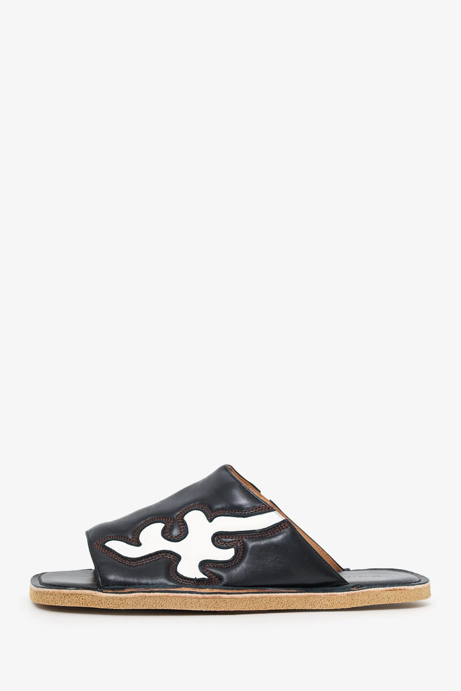 Dries Van Noten Black Leather Western Slides Size 41 - Image 5