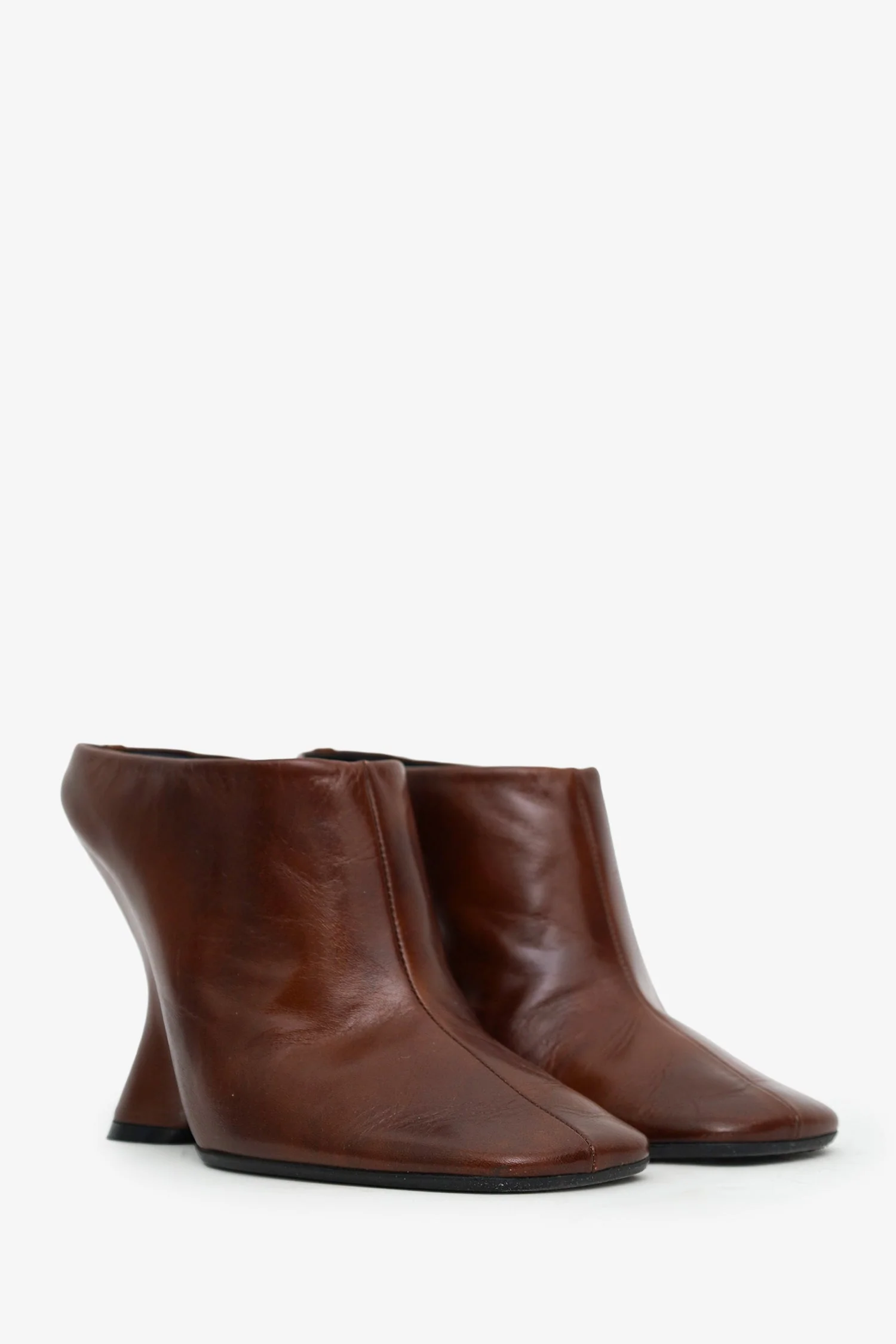 Dries Van Noten Brown Leather 'Glove' Wedge Mules Size 39 - Image 2