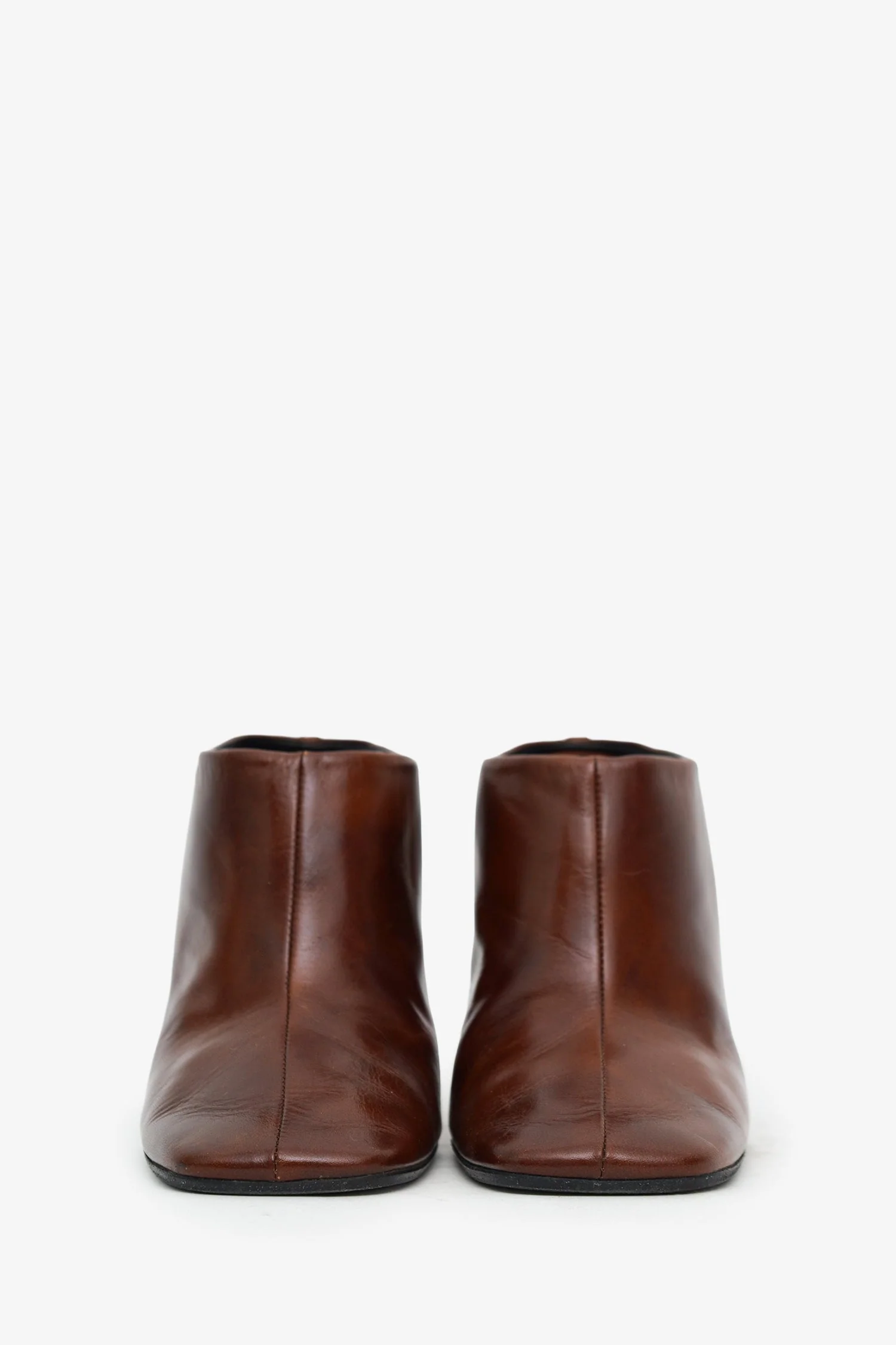 Dries Van Noten Brown Leather 'Glove' Wedge Mules Size 39 - Image 3